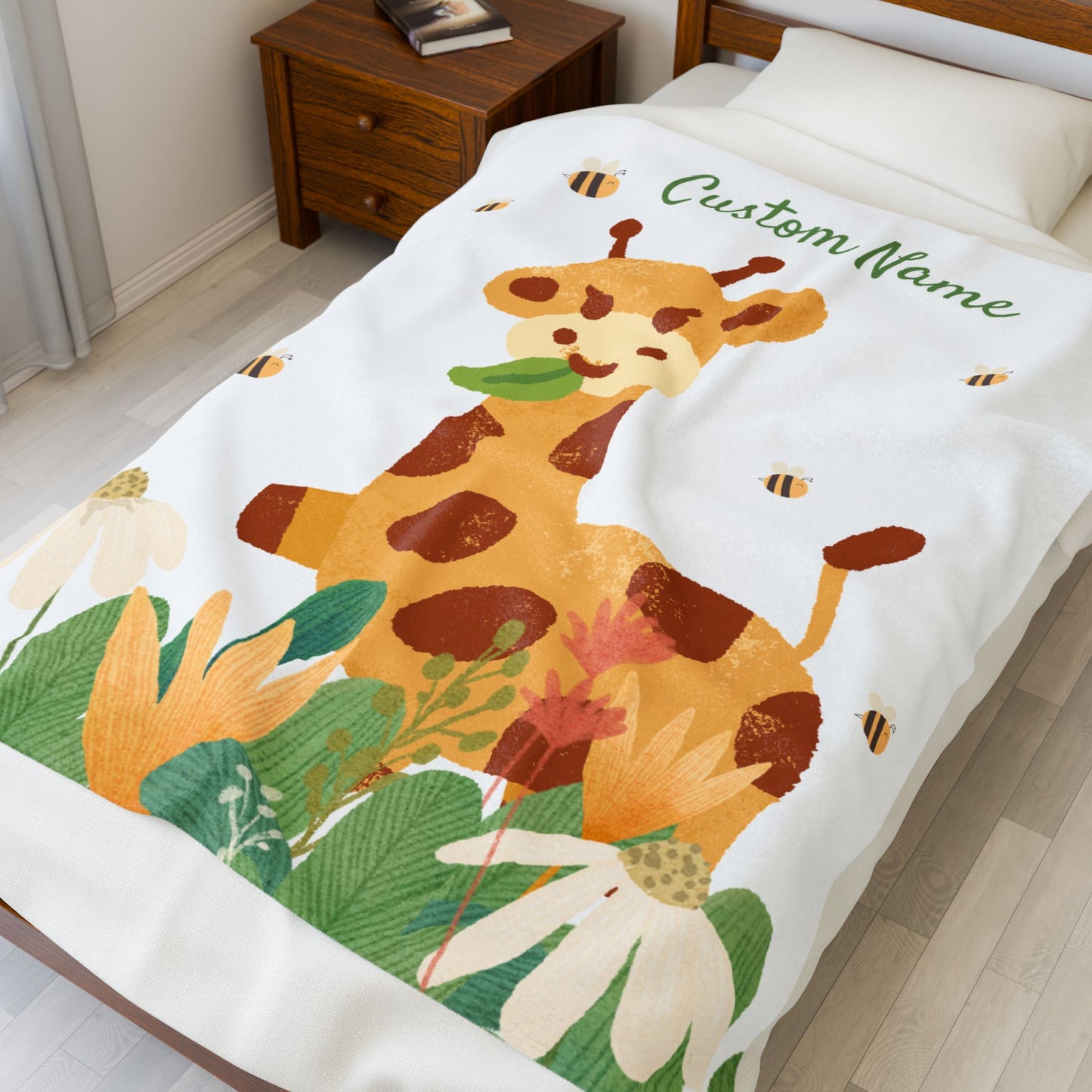 Custom Giraffe Plush Blanket, Child's Cozy Throw, Personalized Baby Gift, Nursery Decor, Soft Comfort Blanket