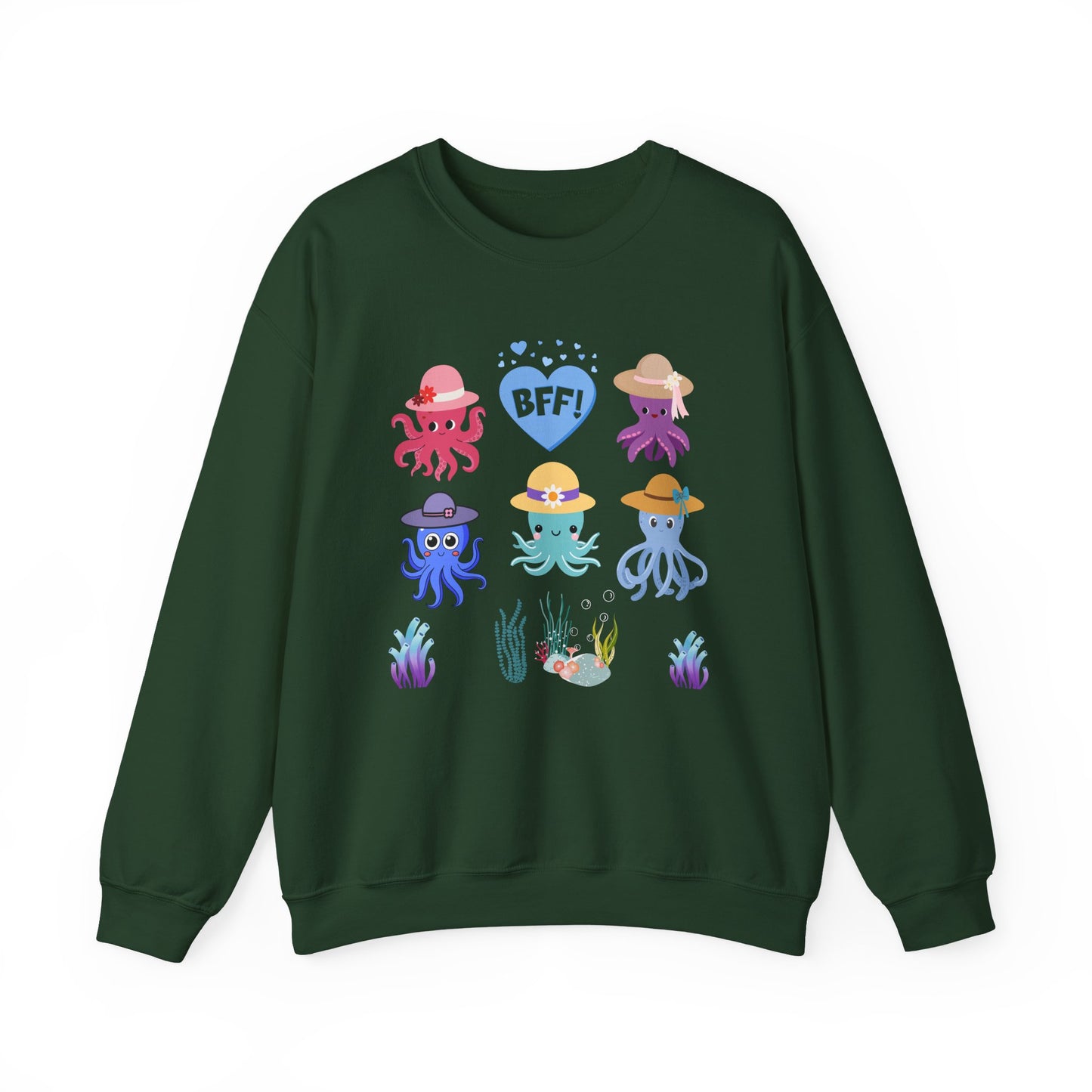Cute Octopus BFF Sweatshirt, Gift for Friends, Ocean Lover Apparel, Matching Outfits, Cozy Crewneck for Celebrations