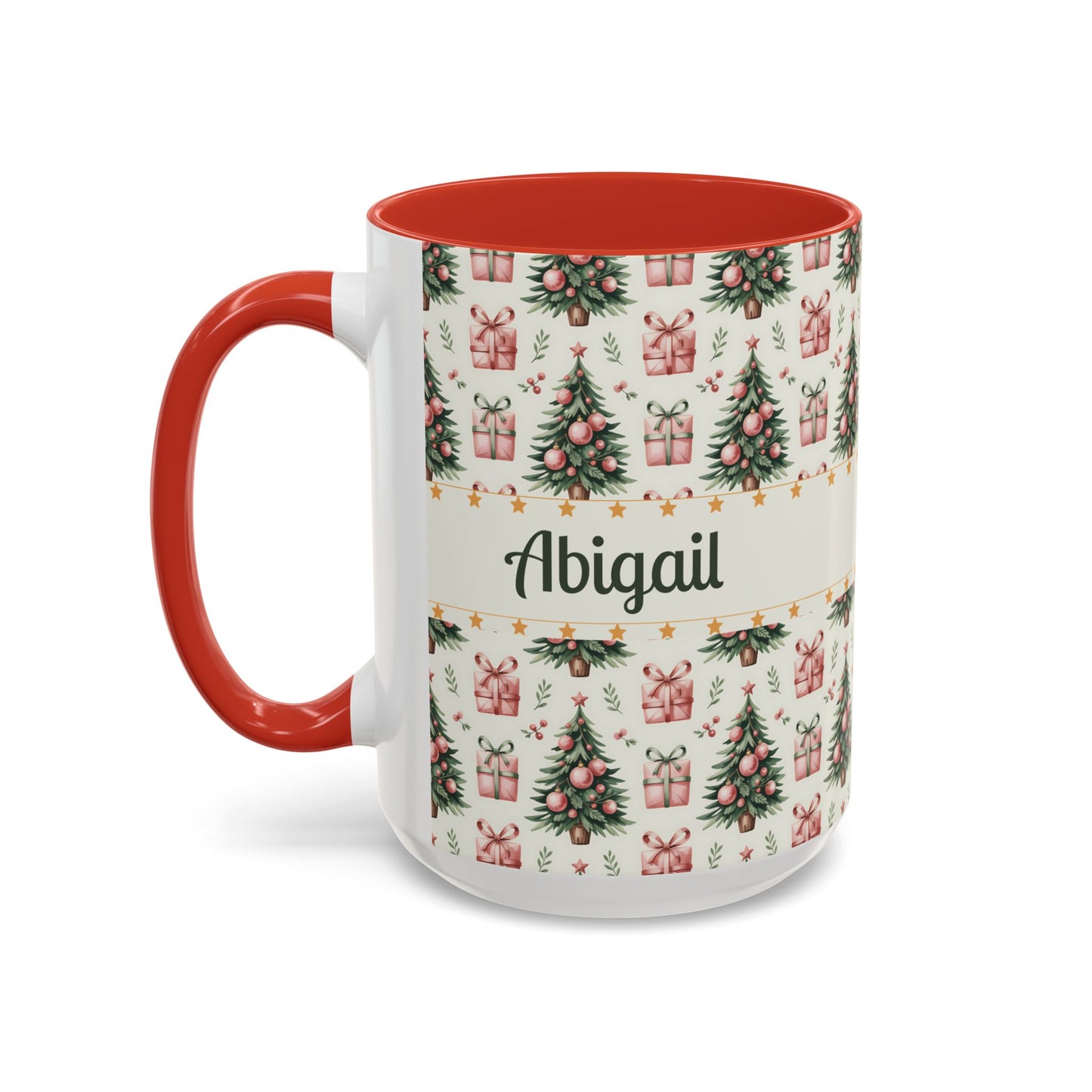 Personalized Christmas Accent Coffee Mug - Holiday Gift, Custom Name Mug, Festive Drinkware, Winter Celebrations, Home Decor