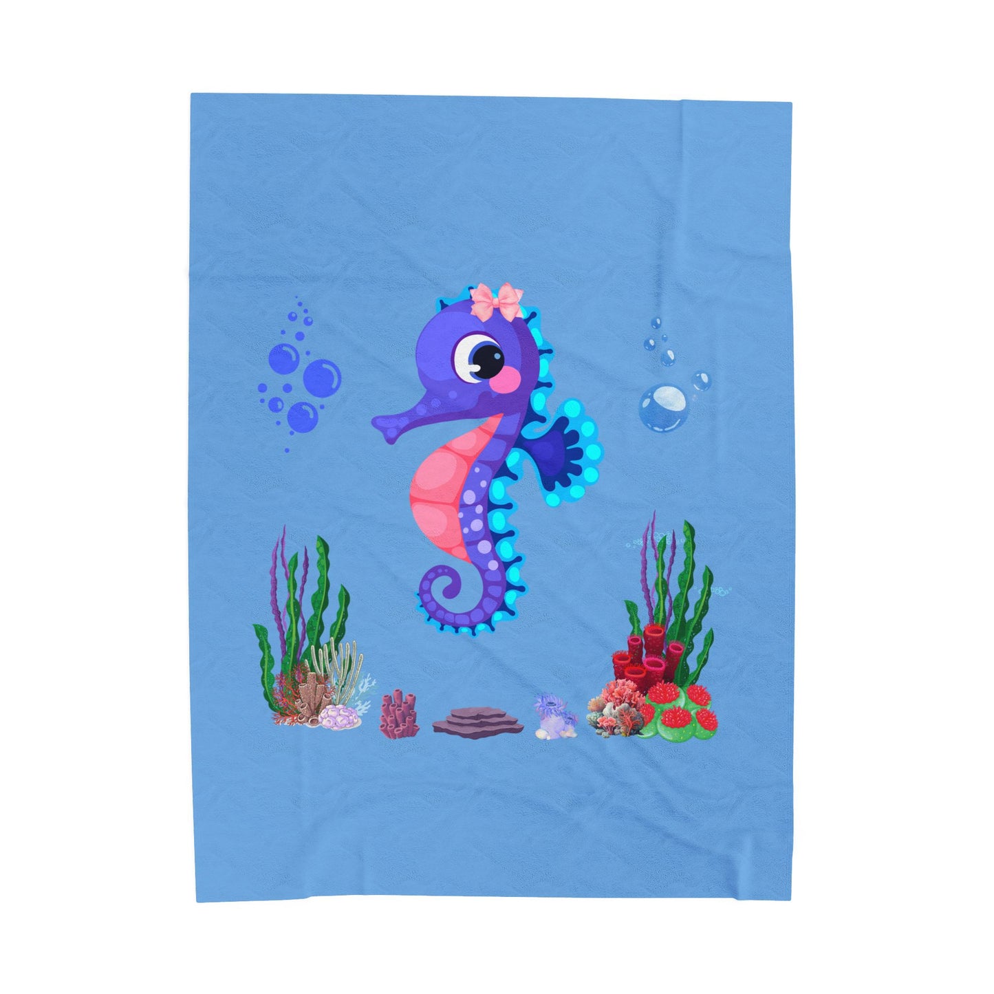 Seahores playful under the sea Velveteen Plush Blanket