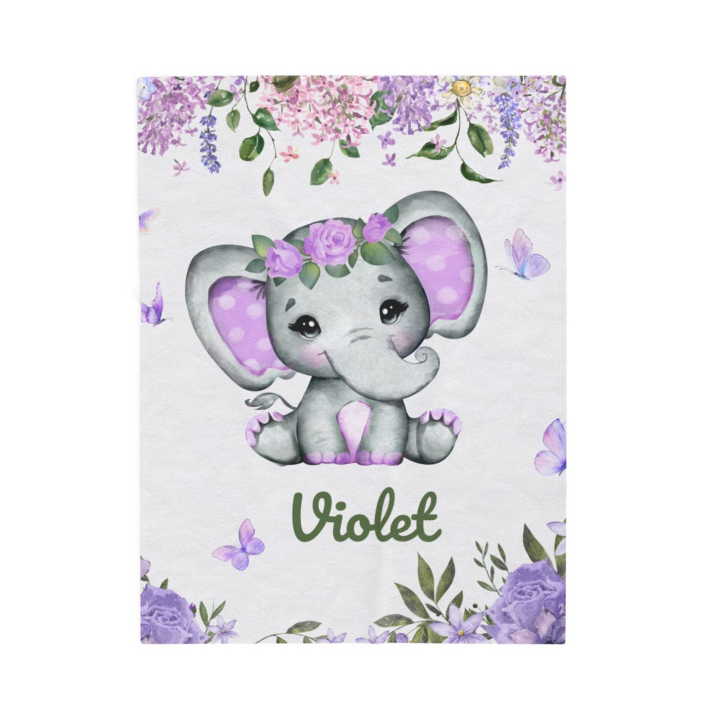 Adorable Elephant Plush Blanket for Kids, Personalized Baby Blanket, Nursery Decor, Soft Comfy Gifts, Toddler Comforter