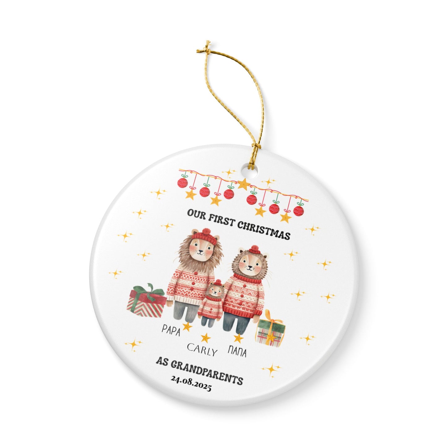 Personalized Family Christmas Ornament, Custom Keepsake Gift, Holiday Decoration, Grandparents Gift, First Christmas as Grandparents