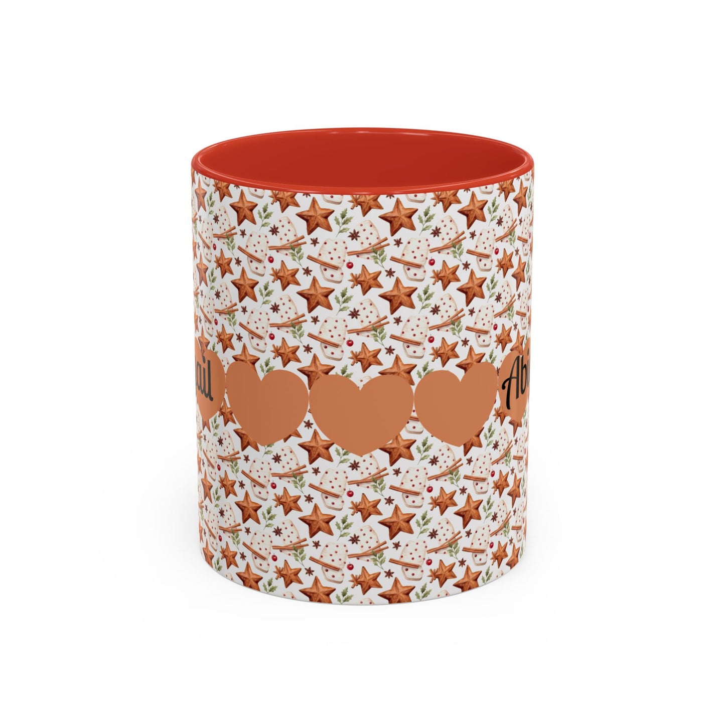 Personalized Accent Coffee Mug - Custom Gift, Floral Design, Heart Motif, Perfect for Birthdays, Anniversaries, Holidays