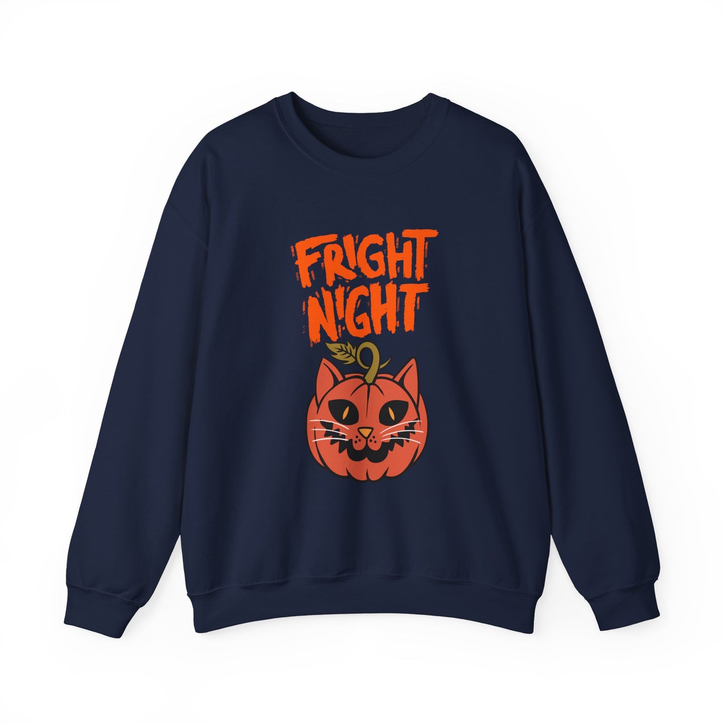 Halloween Cat Sweatshirt, Cozy Fall Apparel, Unisex Crewneck, Fright Night Design, Halloween Gift, Autumn Fashion