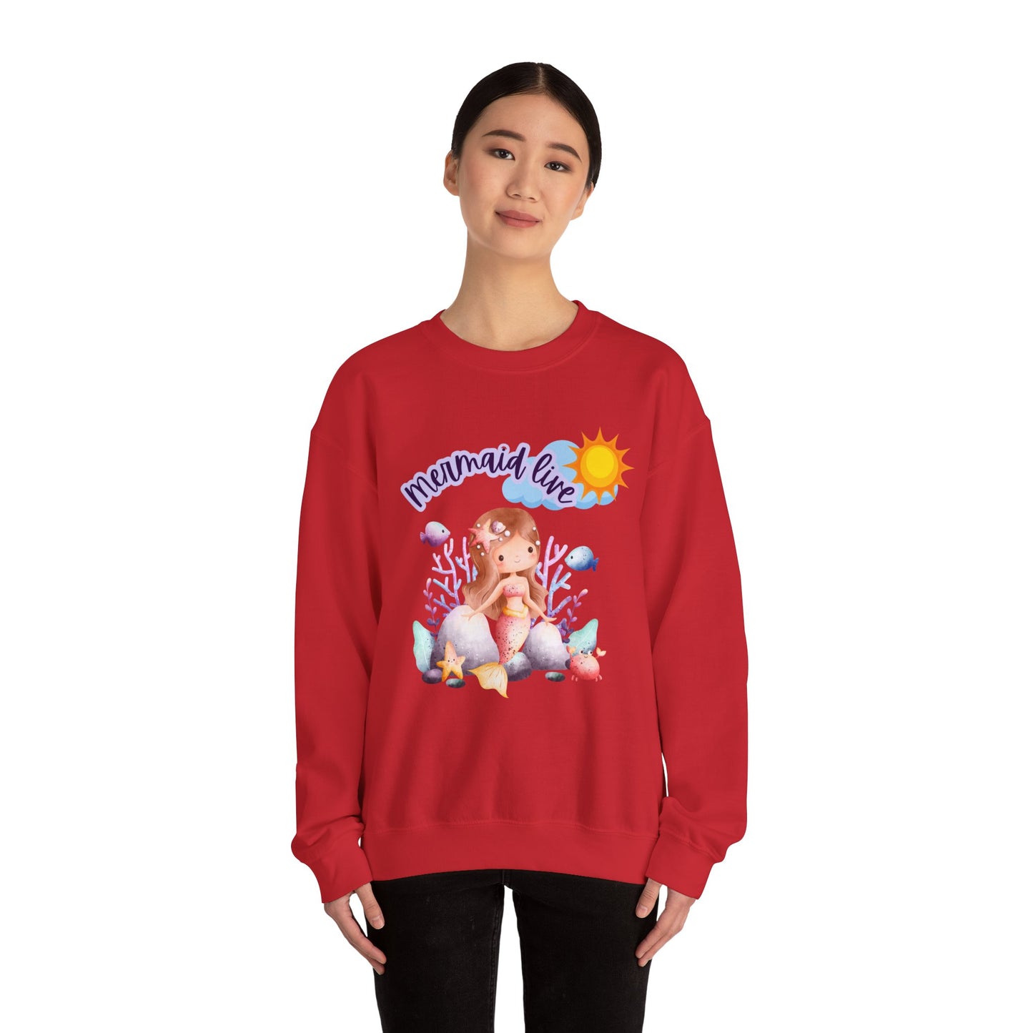Mermaid Vibes Crewneck Sweatshirt | Cozy Gift for Sea Lovers, Beach Days, Casual Wear, Birthday, Summer