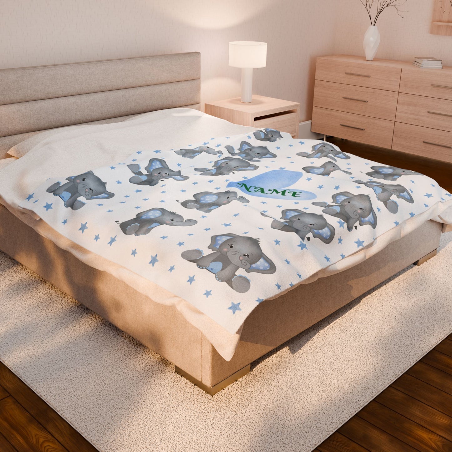 Personalized Elephant Plush Blanket for Babies, Cozy Nursery Décor, Baby Shower Gift, Soft Cotton Baby Blanket, Cute Animal Throw
