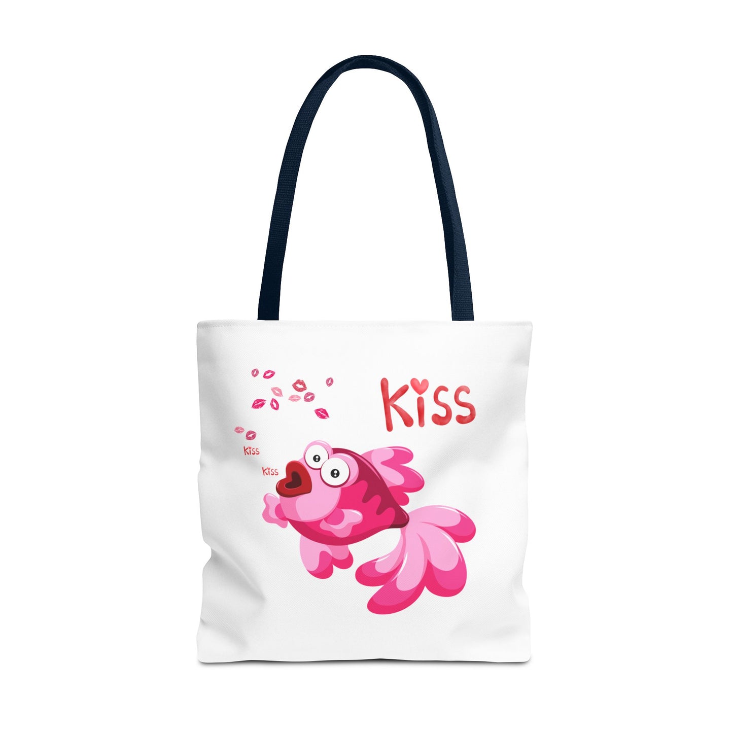Pink fish with open mouth and kiss Tote Bag