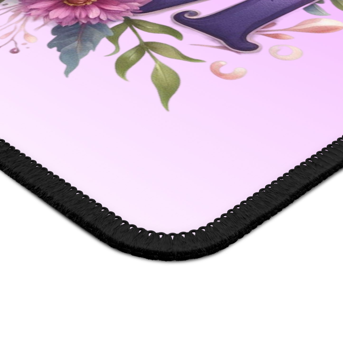 Mom Floral Gaming Mouse Pad — Pink Floral "MOM" Desk Mousepad, Mother's Day Gift