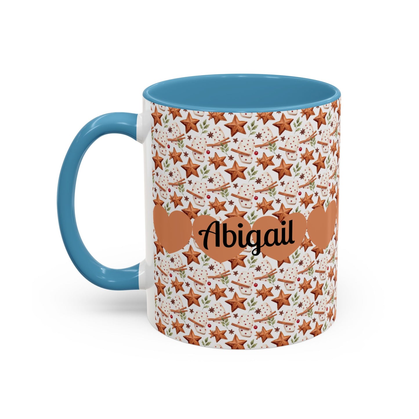 Personalized Accent Coffee Mug - Custom Gift, Floral Design, Heart Motif, Perfect for Birthdays, Anniversaries, Holidays