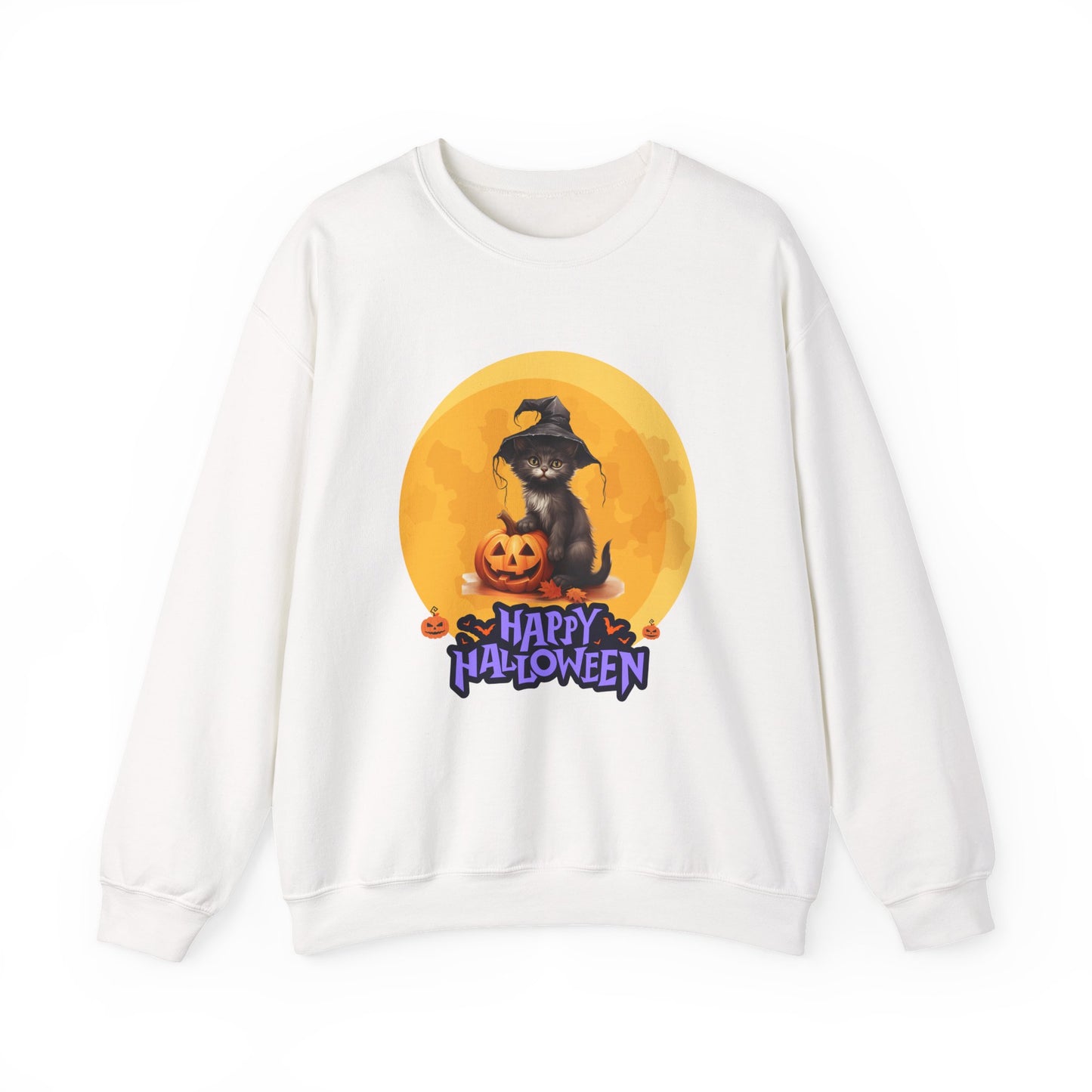 Halloween Cat Sweatshirt, Cozy Fall Sweater, Unisex Crewneck, Perfect for Halloween, Pet Lover Gift, Spooky Season Apparel