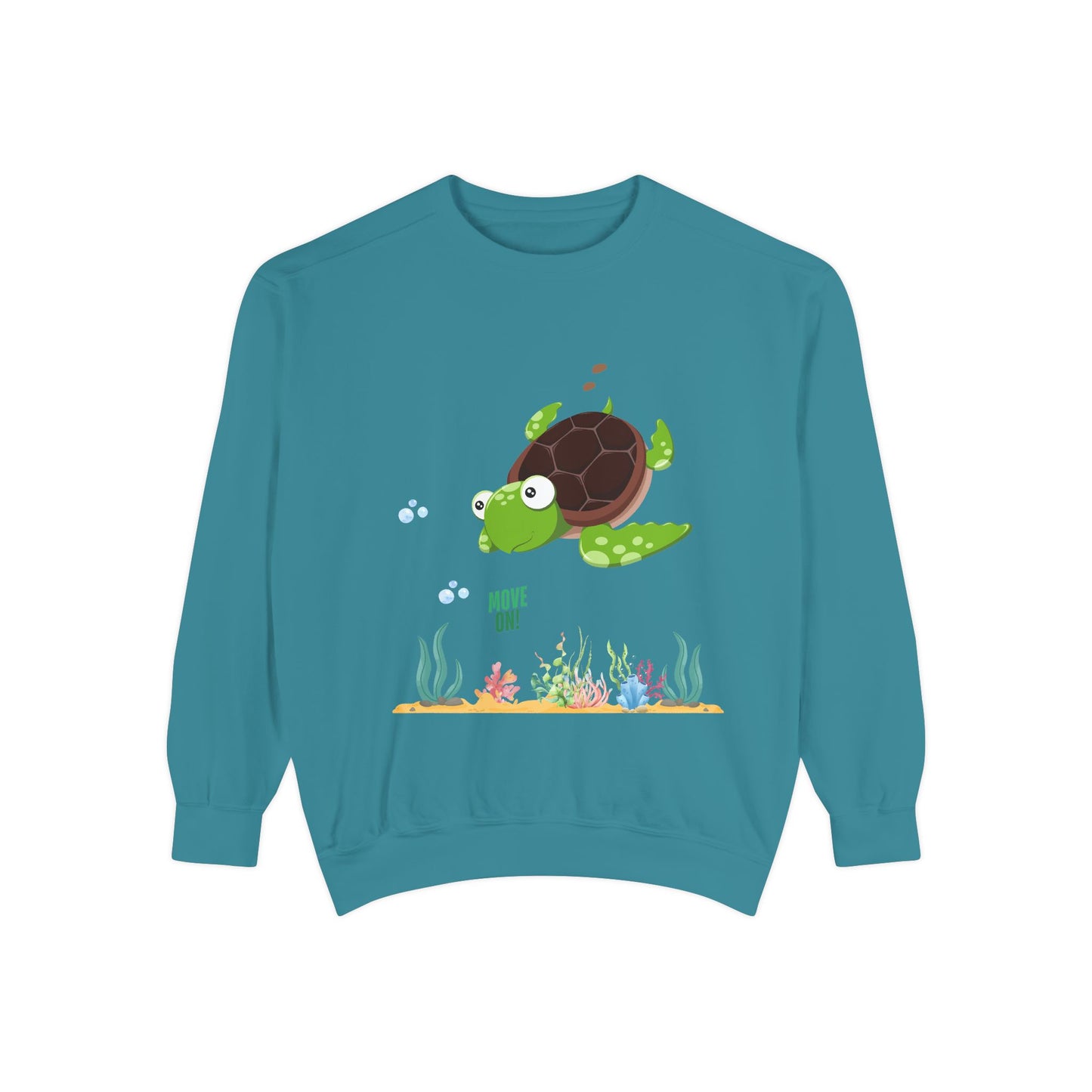 Turtle with seaweed and bubble Unisex Garment-Dyed Sweatshirt