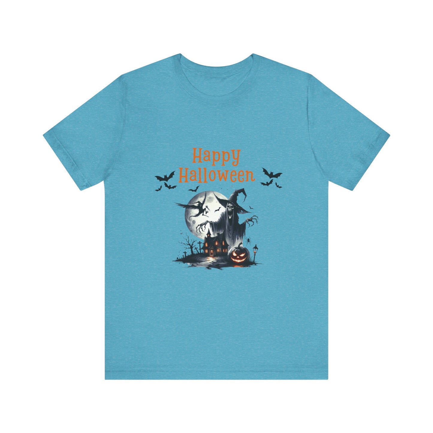 Happy Halloween Unisex Tee, Spooky T-Shirt, Halloween Gift, Fall Wardrobe Essential, Ghosts and Ghouls Vibe