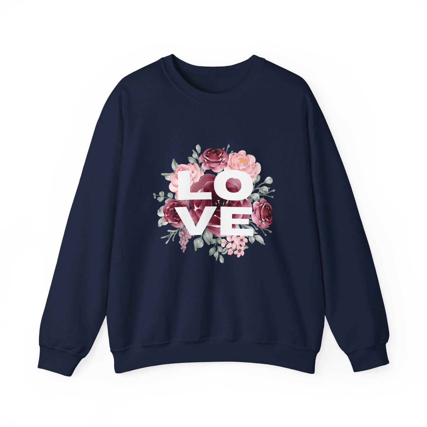 Floral Love Crewneck Sweatshirt | Cozy Unisex Sweatshirt for Valentine's Day, Romantic Gift, Casual Wear, Stylish Layering