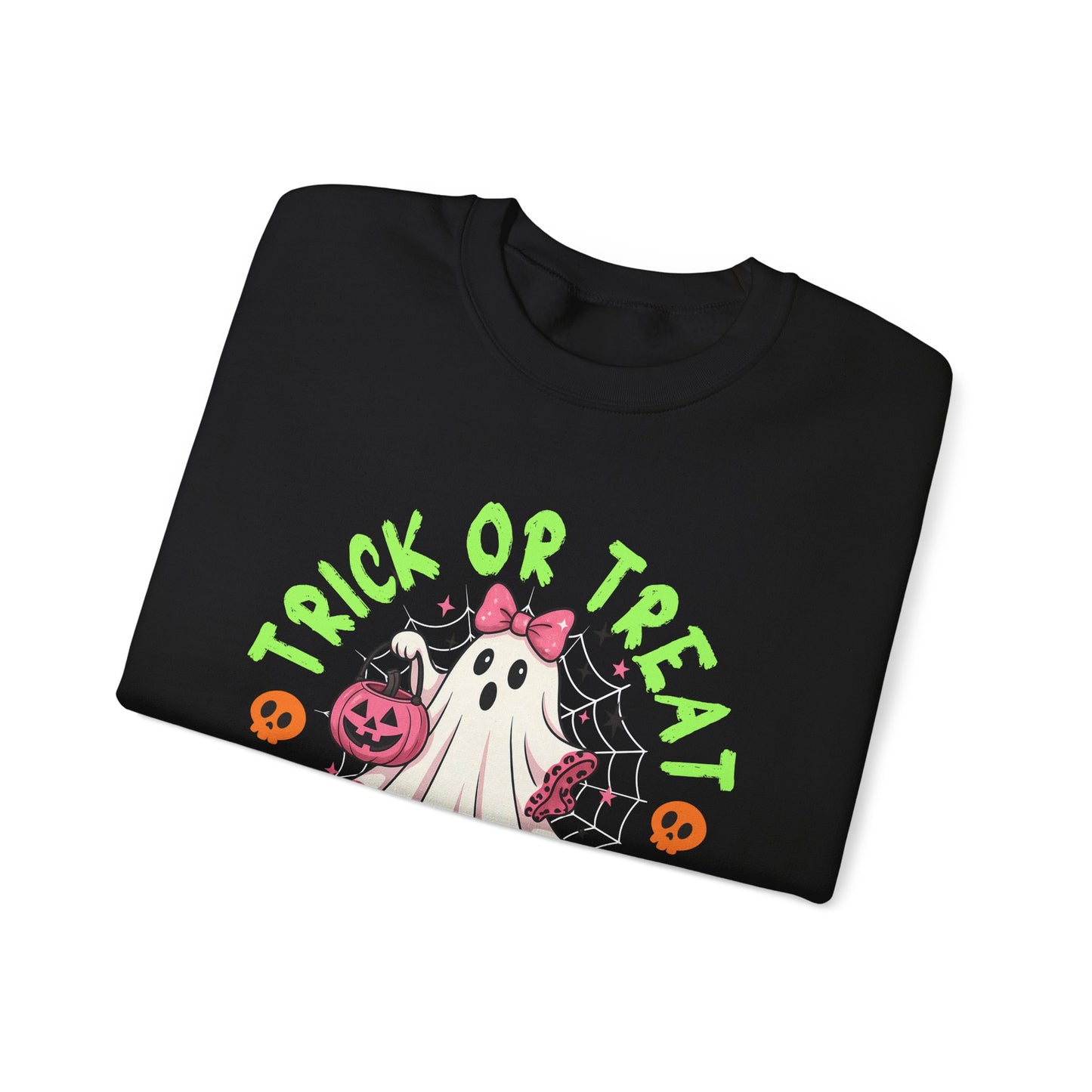 Halloween Crewneck Sweatshirt, Trick or Treat Sweatshirt, Cute Ghost Sweatshirt, Fall Fashion, Halloween Costume