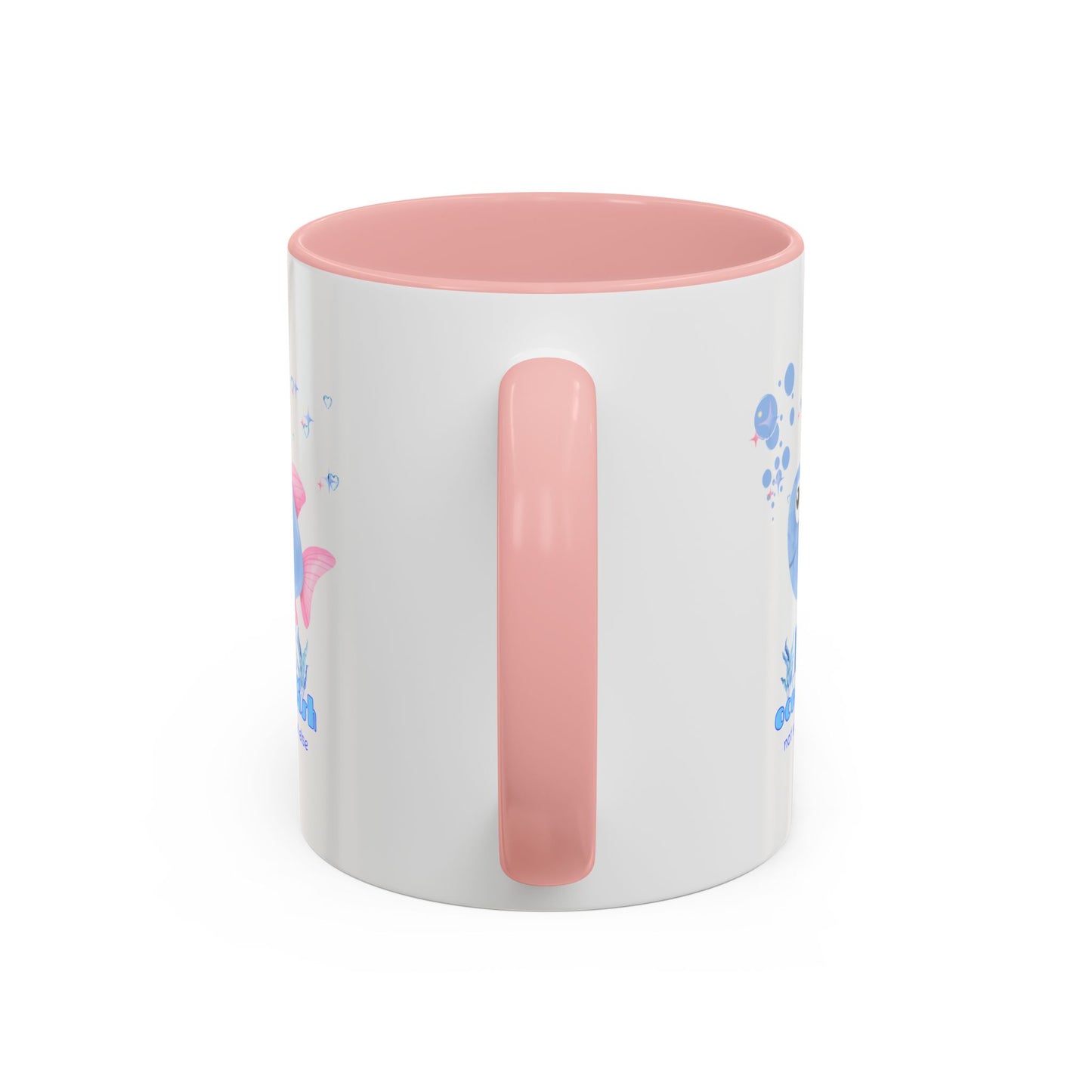 Cute cartoon fish with pink fins and bubble Coffee Mug