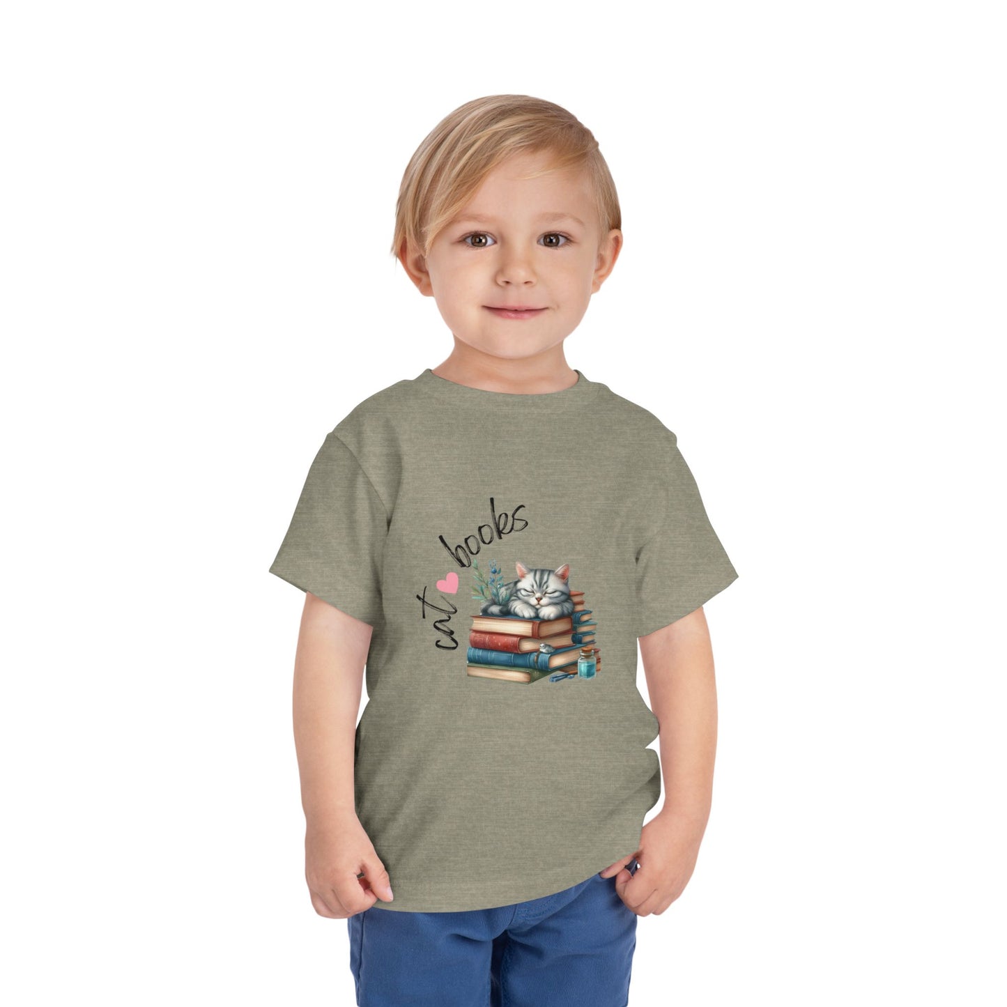 Cute Cat Books Toddler Tee, Kids Cat Lover Shirt, Bookworm Toddler T-Shirt, Gift for Cat Lovers, Fun Children's Apparel