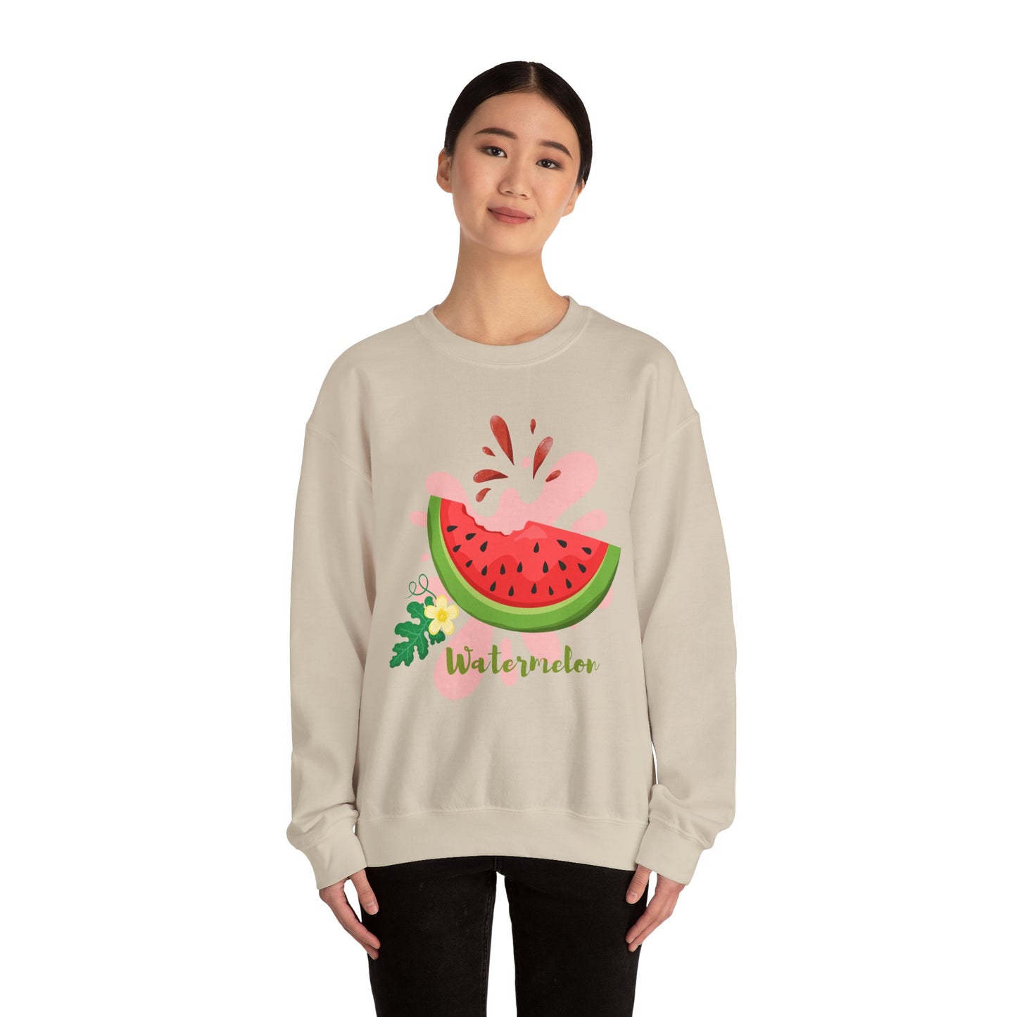 Watermelon Splash Unisex Crewneck Sweatshirt, Summer Vibes Sweatshirt, Cute Fruit Apparel, Gift for Friends, Cute Trendy Sweatshirt