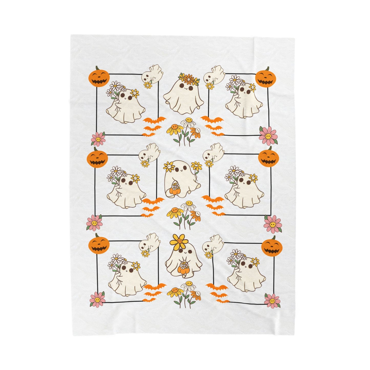 Whimsical Ghosts Velveteen Plush Blanket | Cozy Halloween Decor, Gift for Kids & Teens, Soft Plush Throw, Cute Couch Accessory