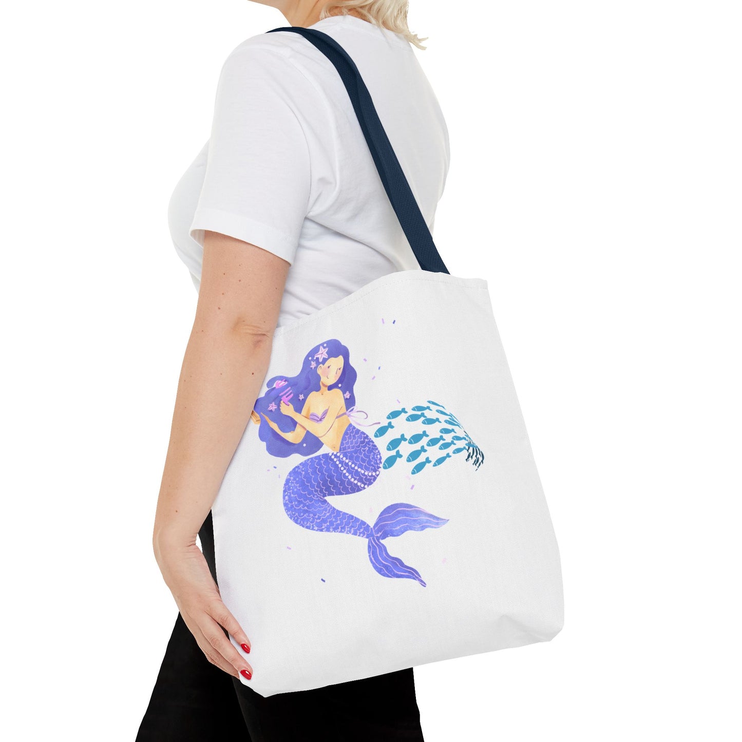 The mermaid and her school fish Tote Bag