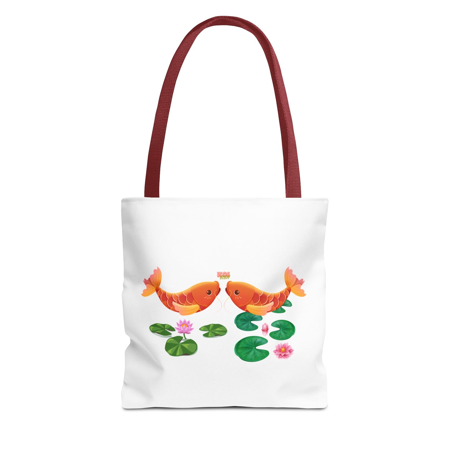 Golden koi fish with lotus flowers Tote Bag
