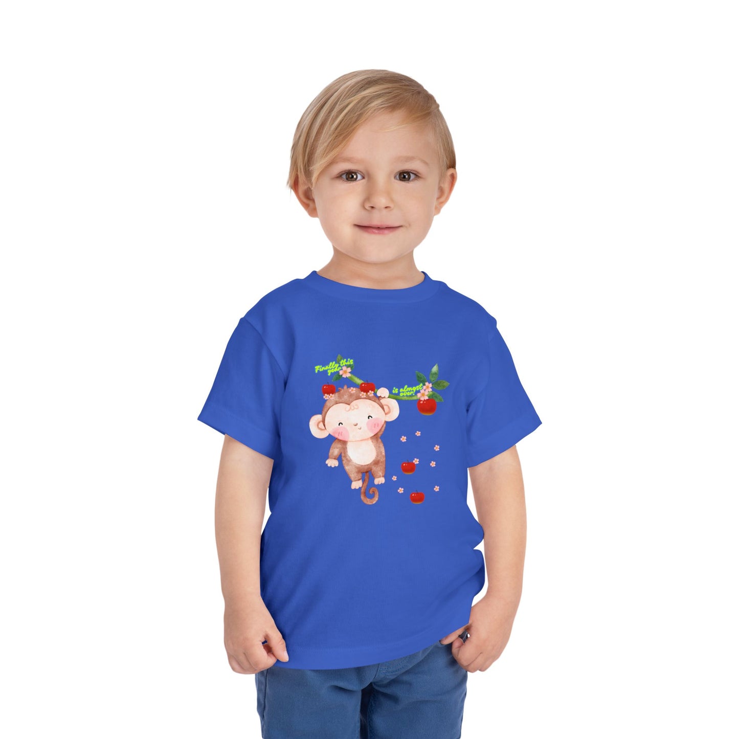 Cute Monkey Strawberry Toddler Tee, Adorable Kids Shirt, Baby Gift, Summer Outfit, Birthday Gift, Playtime Apparel