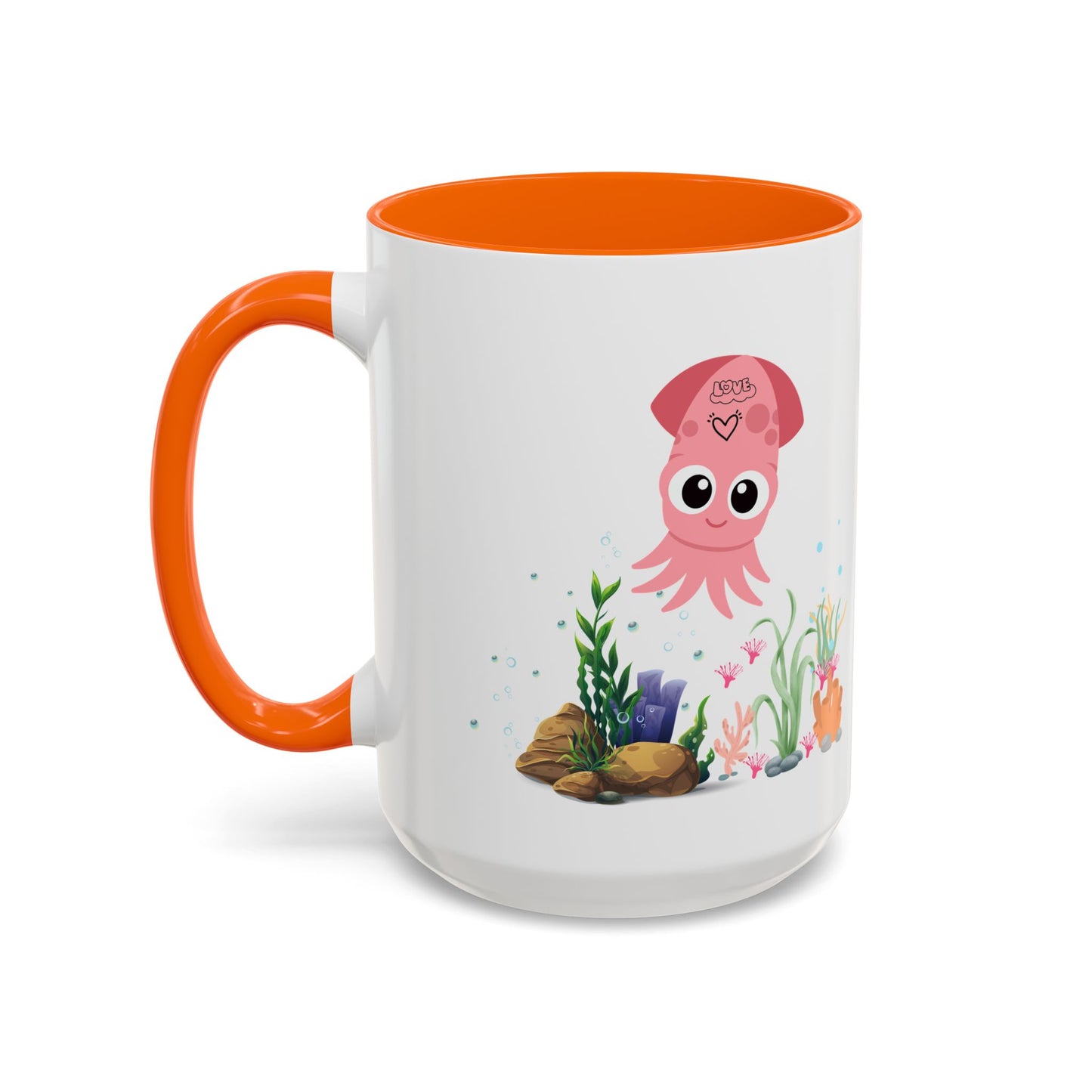 Pink squid cartoon with love Coffee Mug