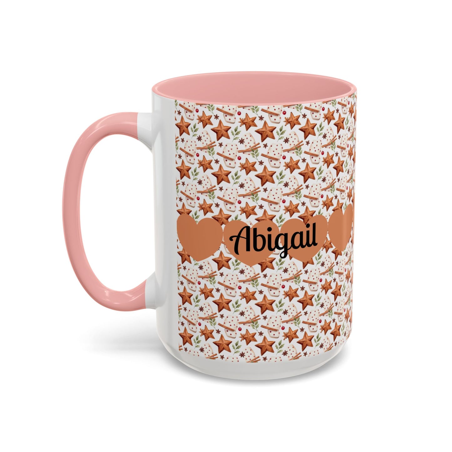 Personalized Accent Coffee Mug - Custom Gift, Floral Design, Heart Motif, Perfect for Birthdays, Anniversaries, Holidays