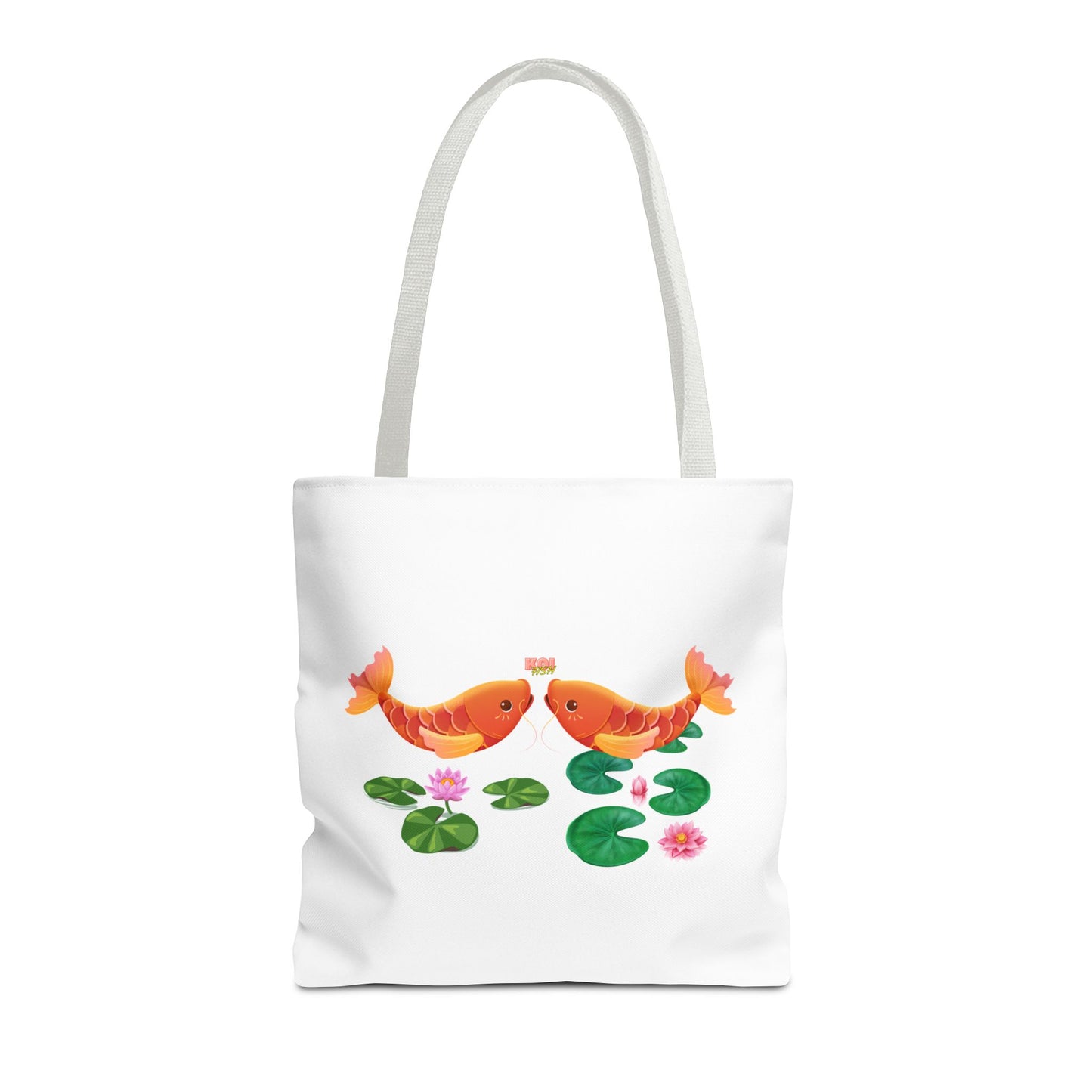 Golden koi fish with lotus flowers Tote Bag
