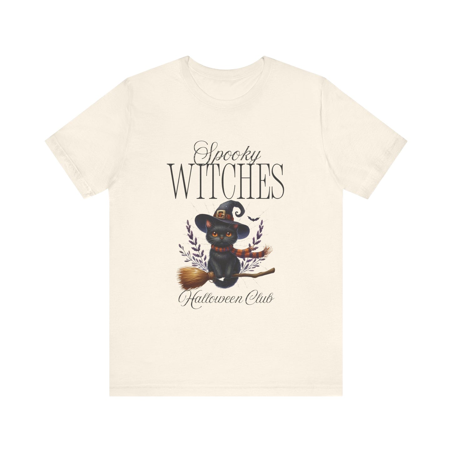 Spooky Witches Halloween Tee, Unisex Short Sleeve Shirt, Witch T-Shirt, Halloween Costume Top, Cat Lovers Gift, Fall Fashion