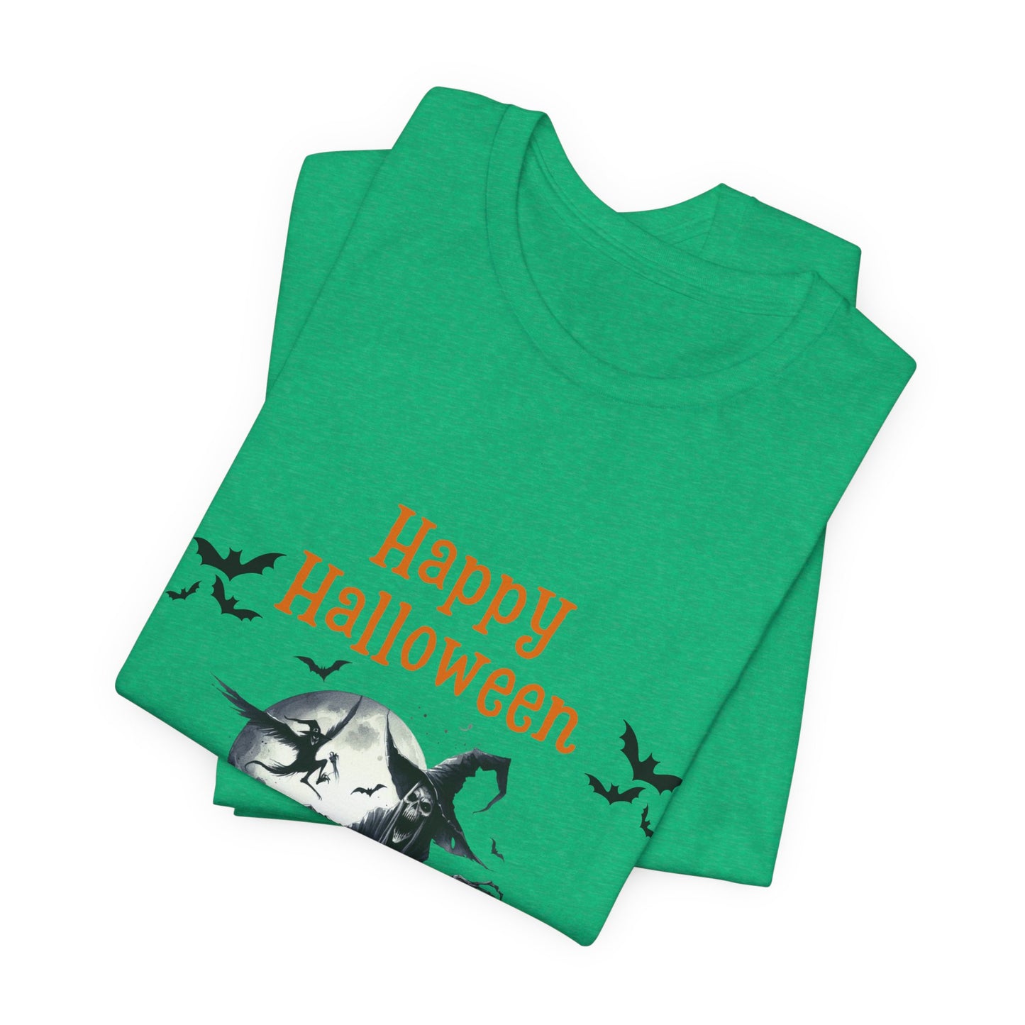 Happy Halloween Unisex Tee, Spooky T-Shirt, Halloween Gift, Fall Wardrobe Essential, Ghosts and Ghouls Vibe