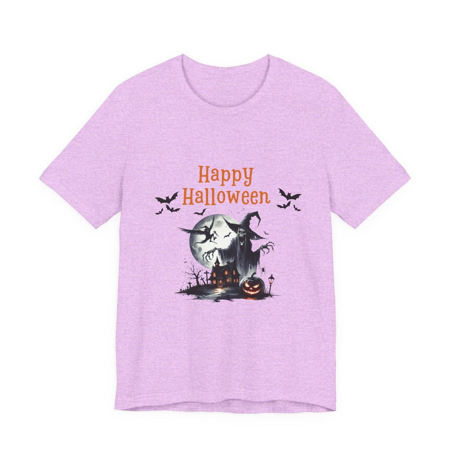 Happy Halloween Unisex Tee, Spooky T-Shirt, Halloween Gift, Fall Wardrobe Essential, Ghosts and Ghouls Vibe