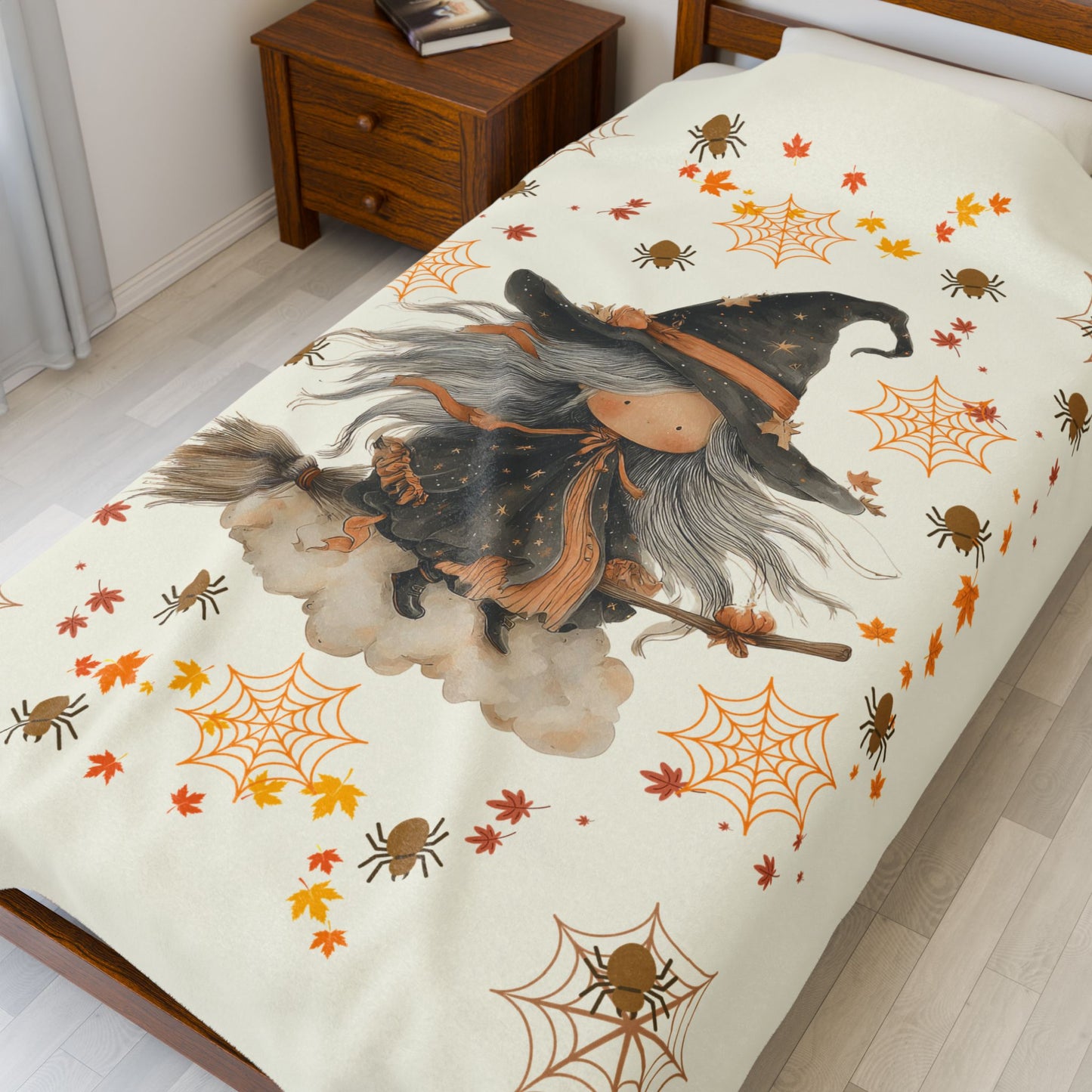 Cozy Witchy Velveteen Plush Blanket | Fall Decor, Halloween Gift, Soft Throw, Decorative Blanket, Warm Blanket