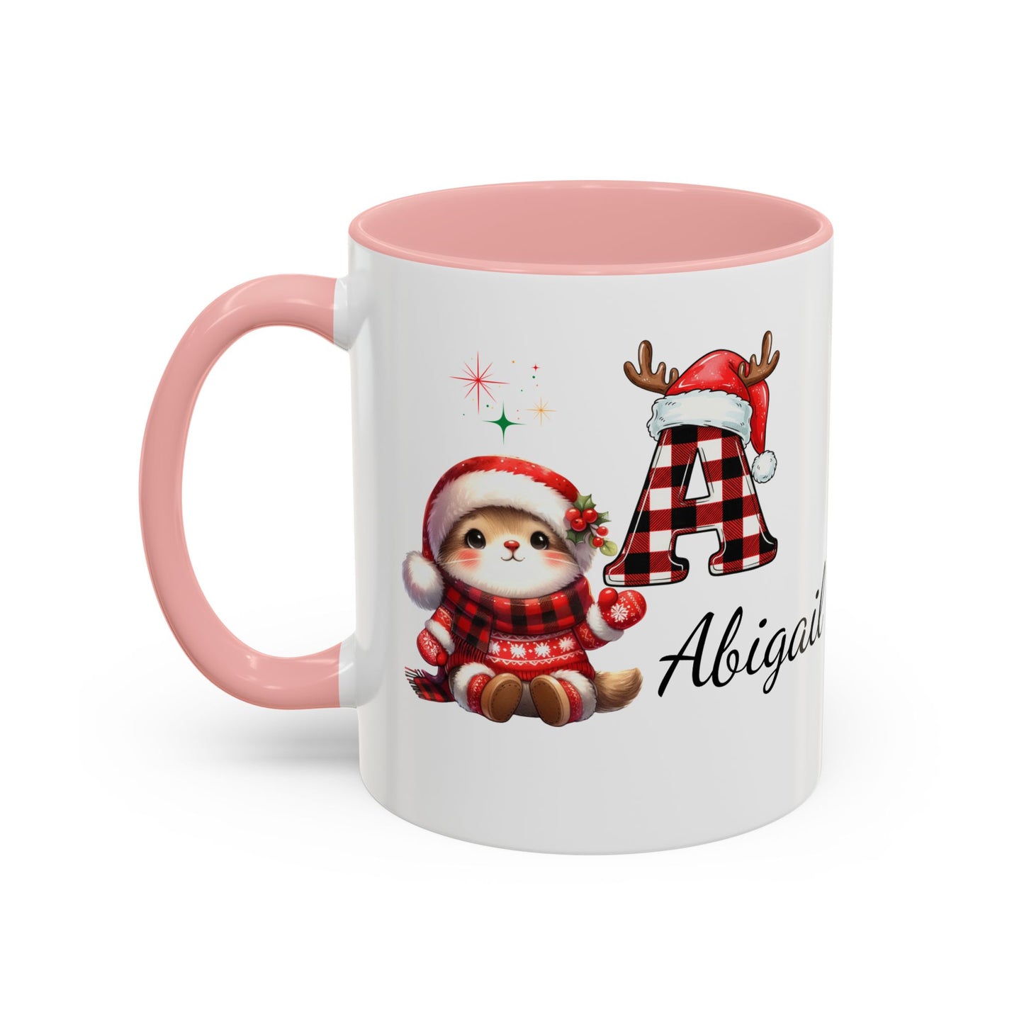 Festive Personalized Coffee Mug, Holiday Gift for Coffee Lovers, Custom Name Mug, Cute Animal Design, Perfect for Christmas