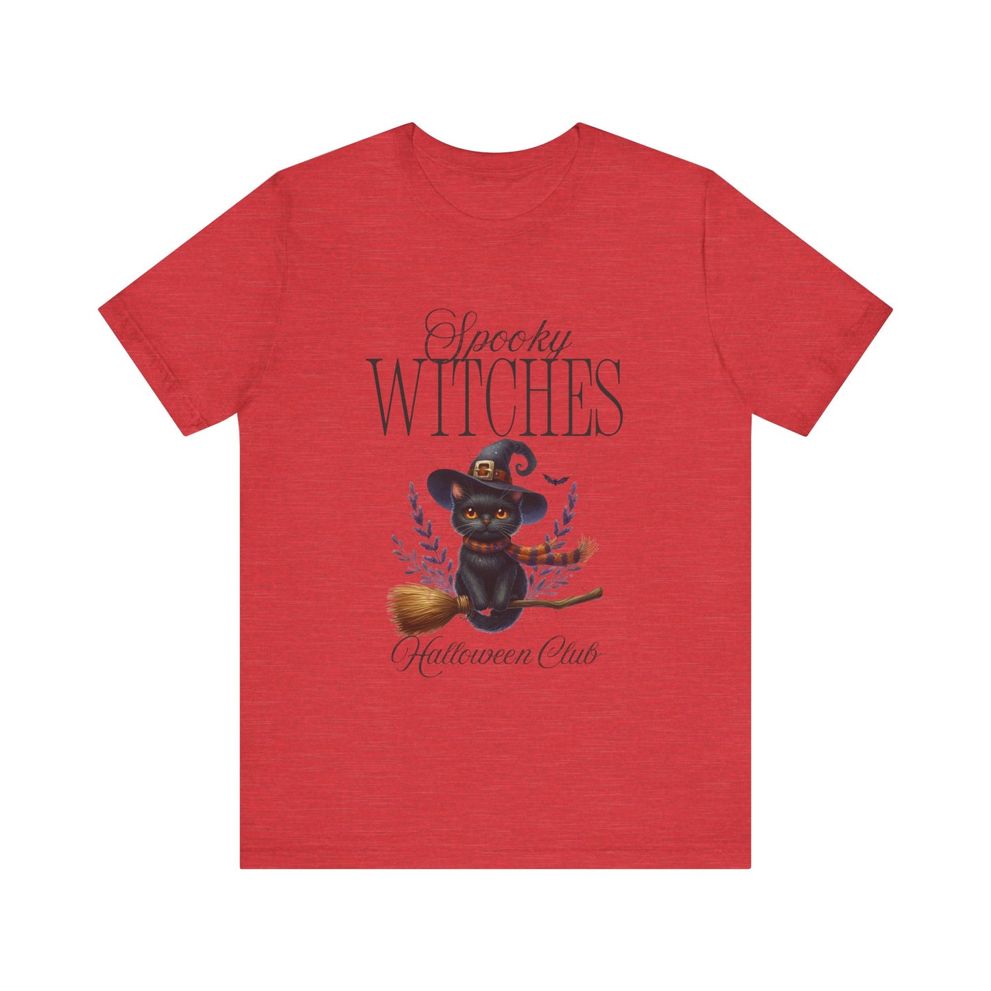 Spooky Witches Halloween Tee, Unisex Short Sleeve Shirt, Witch T-Shirt, Halloween Costume Top, Cat Lovers Gift, Fall Fashion