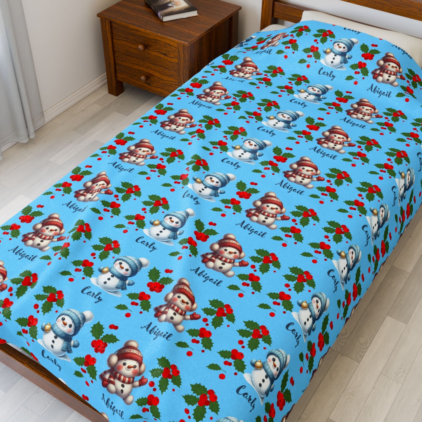Cozy Velveteen Plush Blanket with Personalized Designs for Kids, Winter Decor, Family Gift, Pet Blanket, Holiday Snuggle