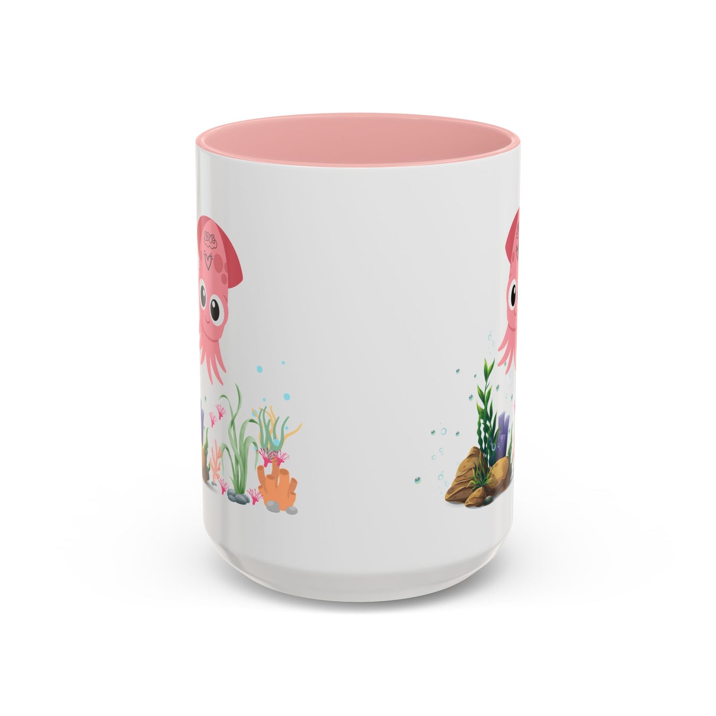 Pink squid cartoon with love Coffee Mug