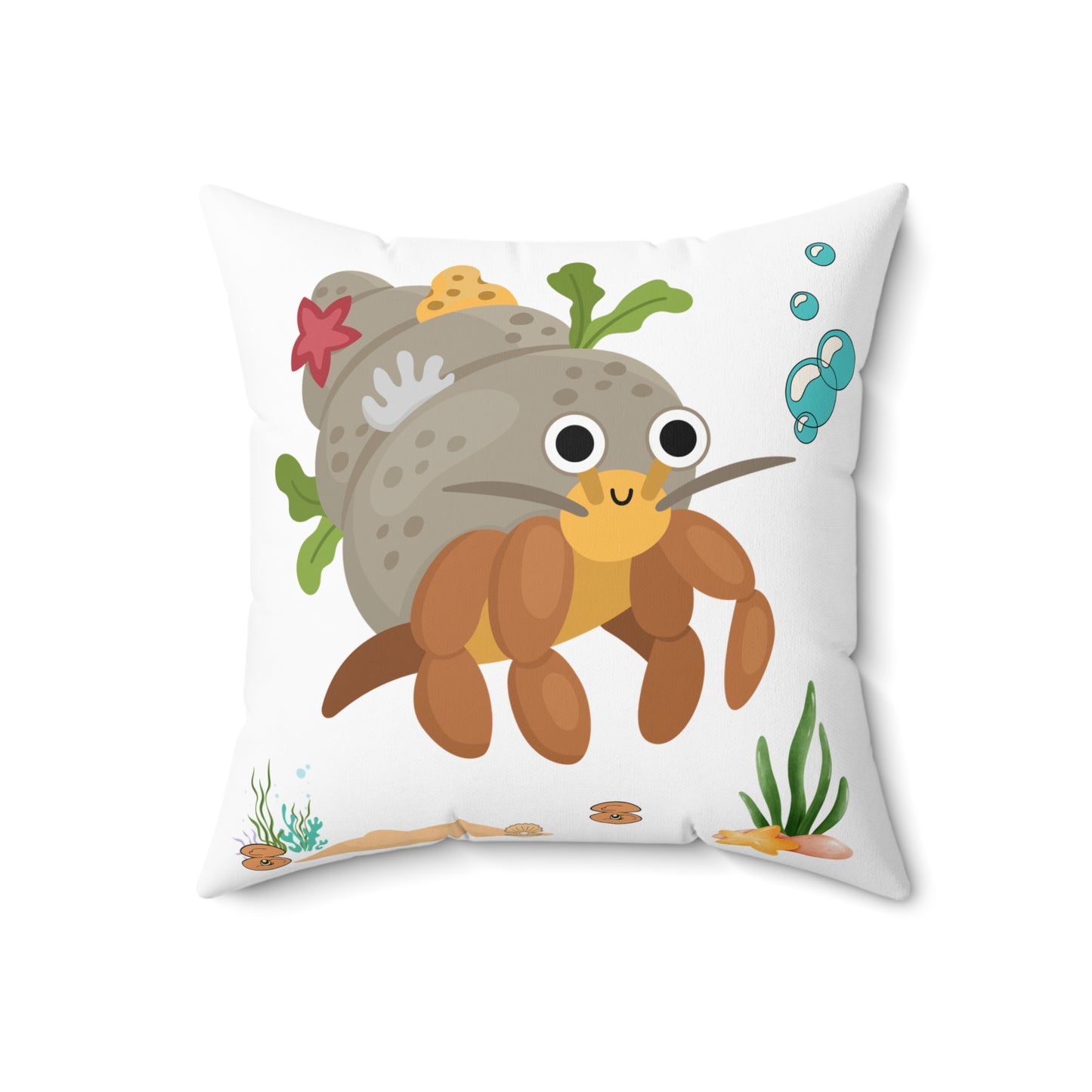 Hermit crab with shell underwater Spun Polyester Square Pillow