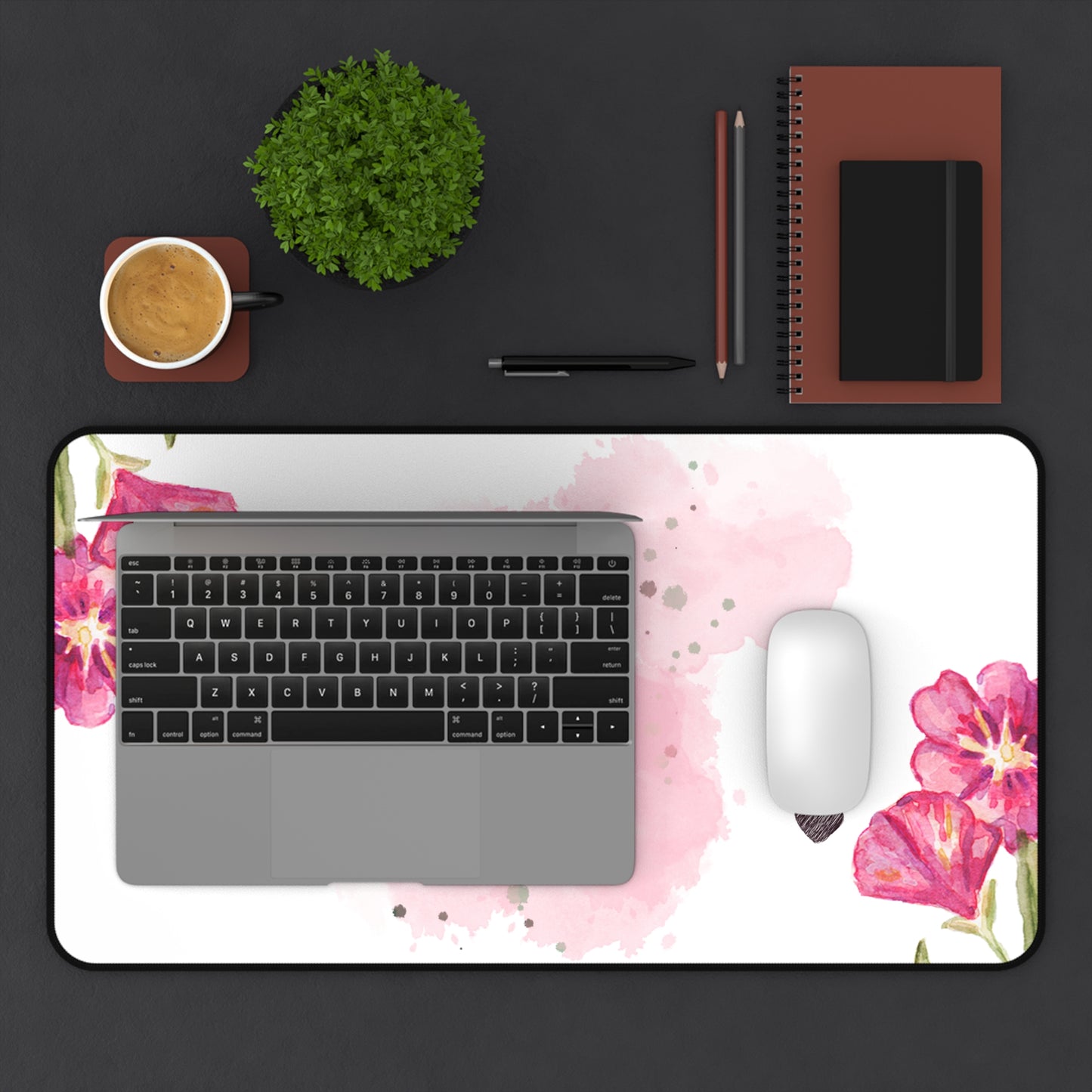 Personalized Floral Desk Mat - Custom Name Mouse Pad, Office Decor, Gift for Her, Stylish Workspace, Desk Accessories