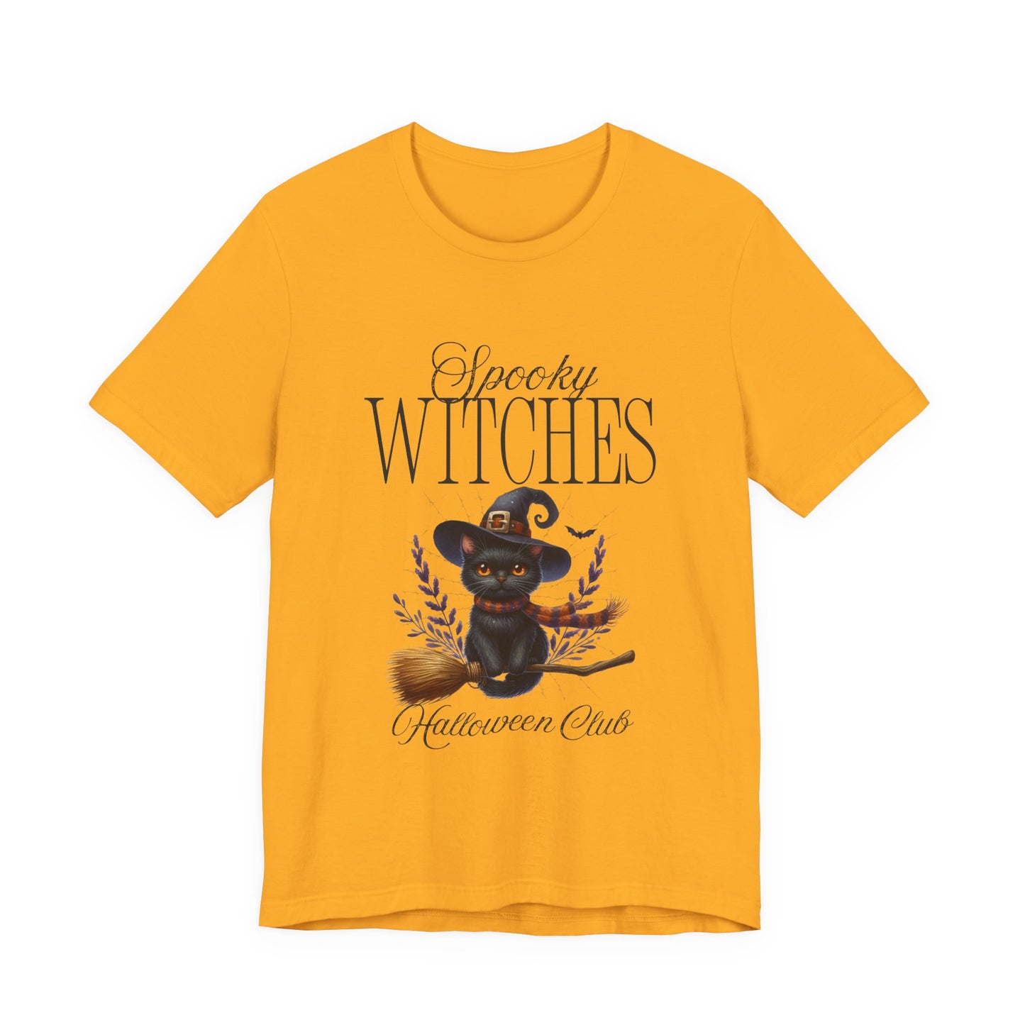 Spooky Witches Halloween Tee, Unisex Short Sleeve Shirt, Witch T-Shirt, Halloween Costume Top, Cat Lovers Gift, Fall Fashion