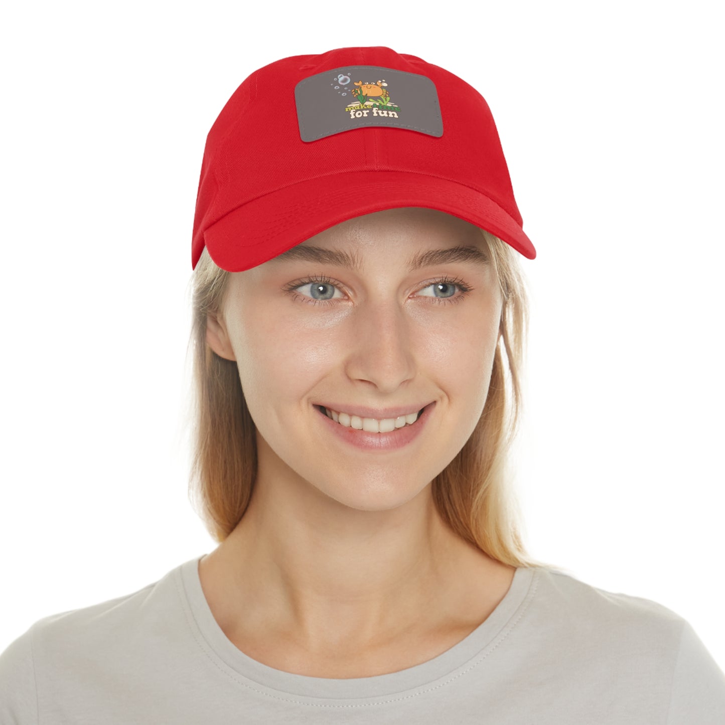 Cartoon crab lllusstration promoting joy and playfulness Dad Hat with Leather Patch (Rectangle)