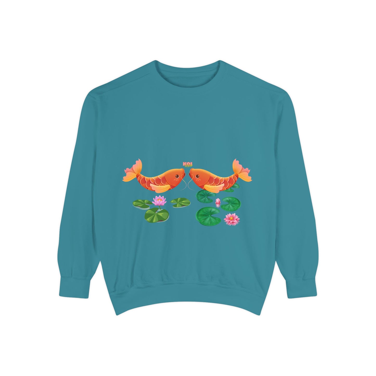 Golden koi fish with lotus flowers Unisex Garment-Dyed Sweatshirt
