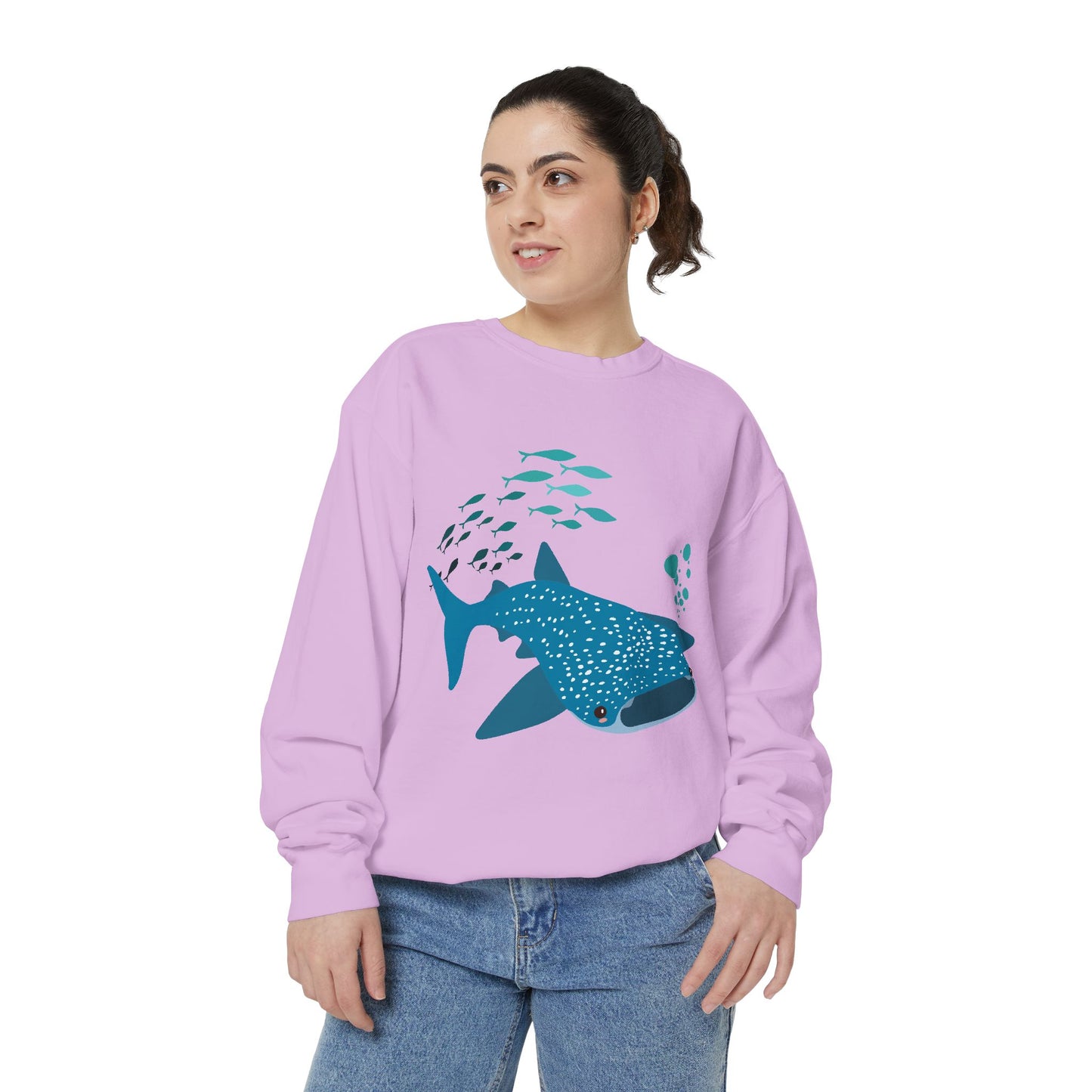 Whale Shark school of fish and buddles Unisex Garment-Dyed Sweatshirt