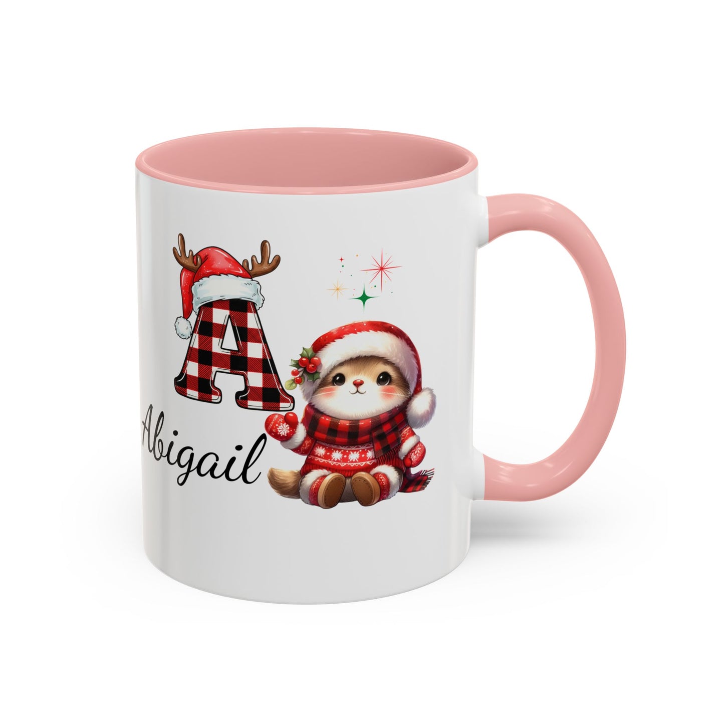 Festive Personalized Coffee Mug, Holiday Gift for Coffee Lovers, Custom Name Mug, Cute Animal Design, Perfect for Christmas