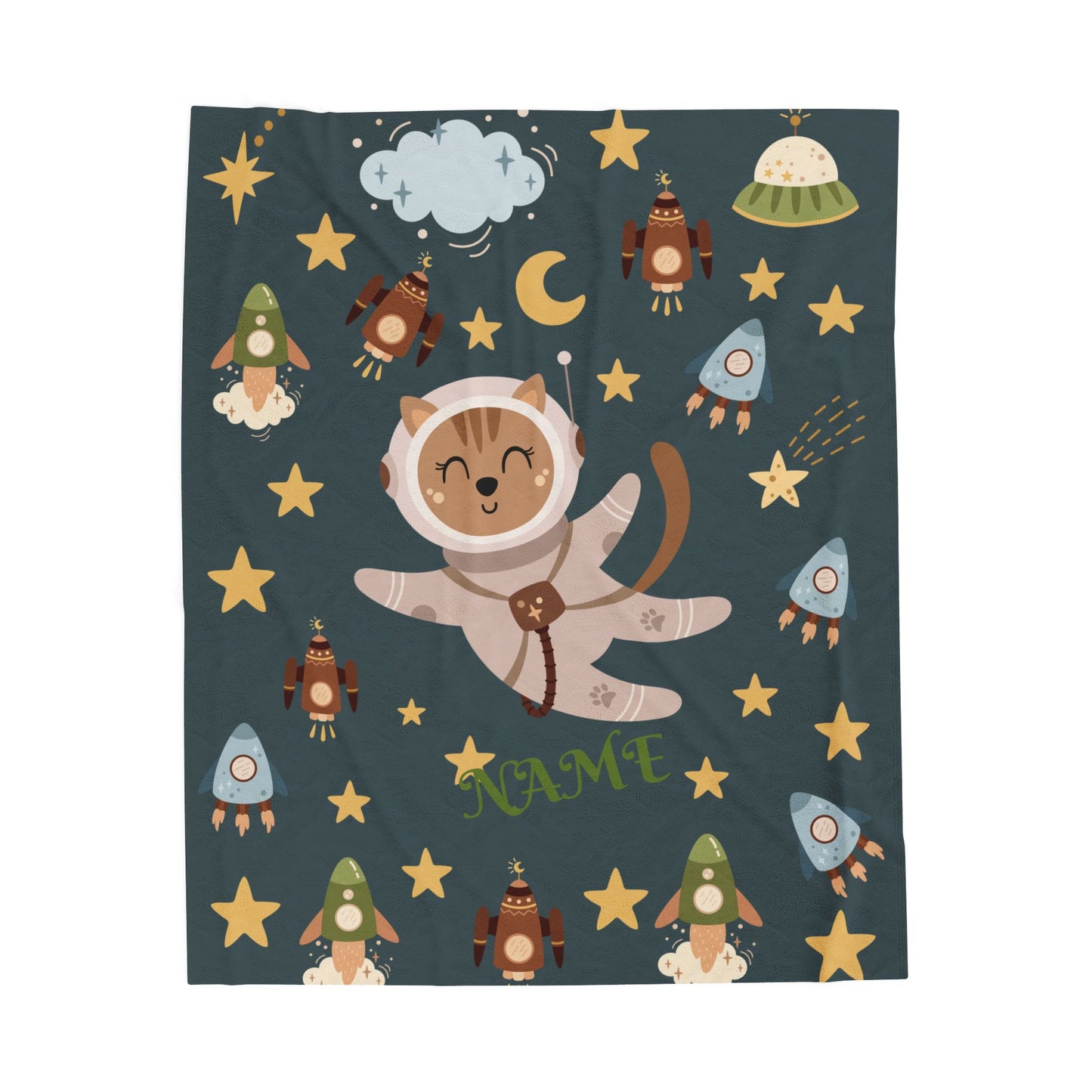 Kids Space Adventure Velveteen Plush Blanket, Nursery Decor, Cute Animals, Gifts for Toddler, Baby Shower, Cozy Throw
