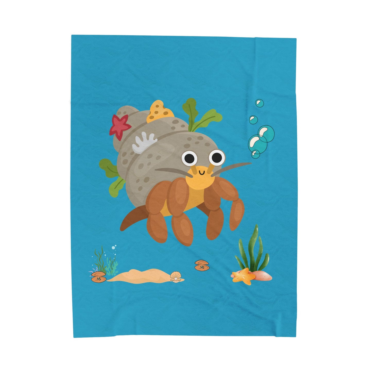 Hermit crab with shell underwater Velveteen Plush Blanket