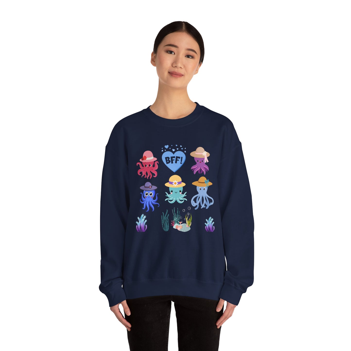 Cute Octopus BFF Sweatshirt, Gift for Friends, Ocean Lover Apparel, Matching Outfits, Cozy Crewneck for Celebrations