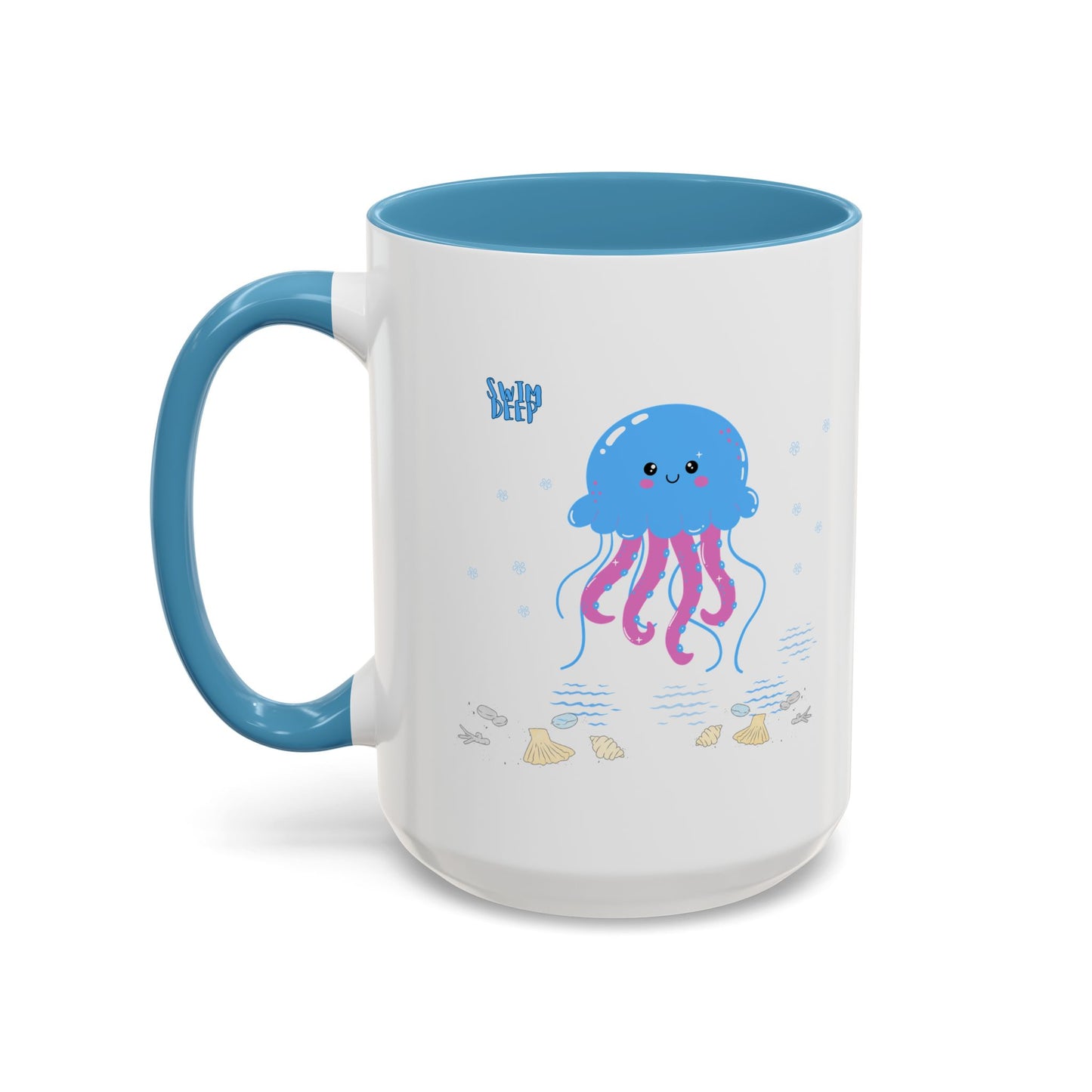 Blue jellyfish with pink tentacles Coffee Mug