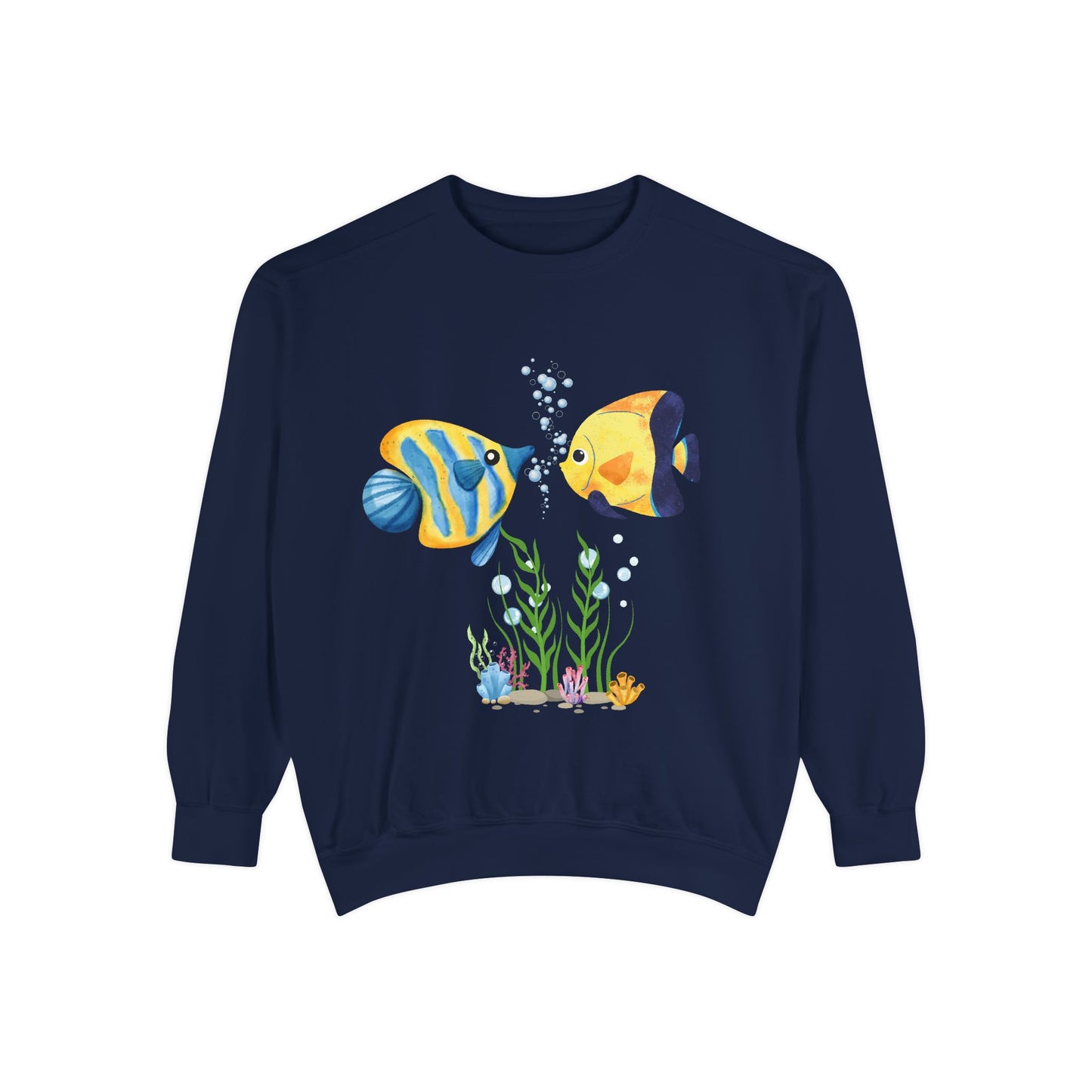 Two fish greet in underwater Unisex Garment-Dyed Sweatshirt