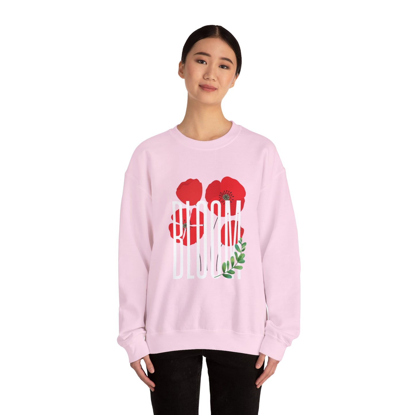Bloom Poppy Sweatshirt, Casual Unisex Crewneck, Gift for Nature Lovers, Spring Fashion, Floral Sweatshirt, Botanical Gift