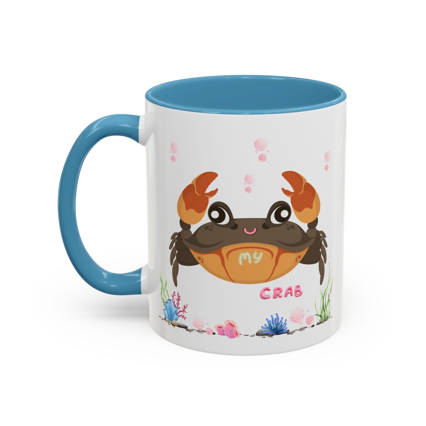 Crab with subtle bubbles and underwater flora Coffee Mug